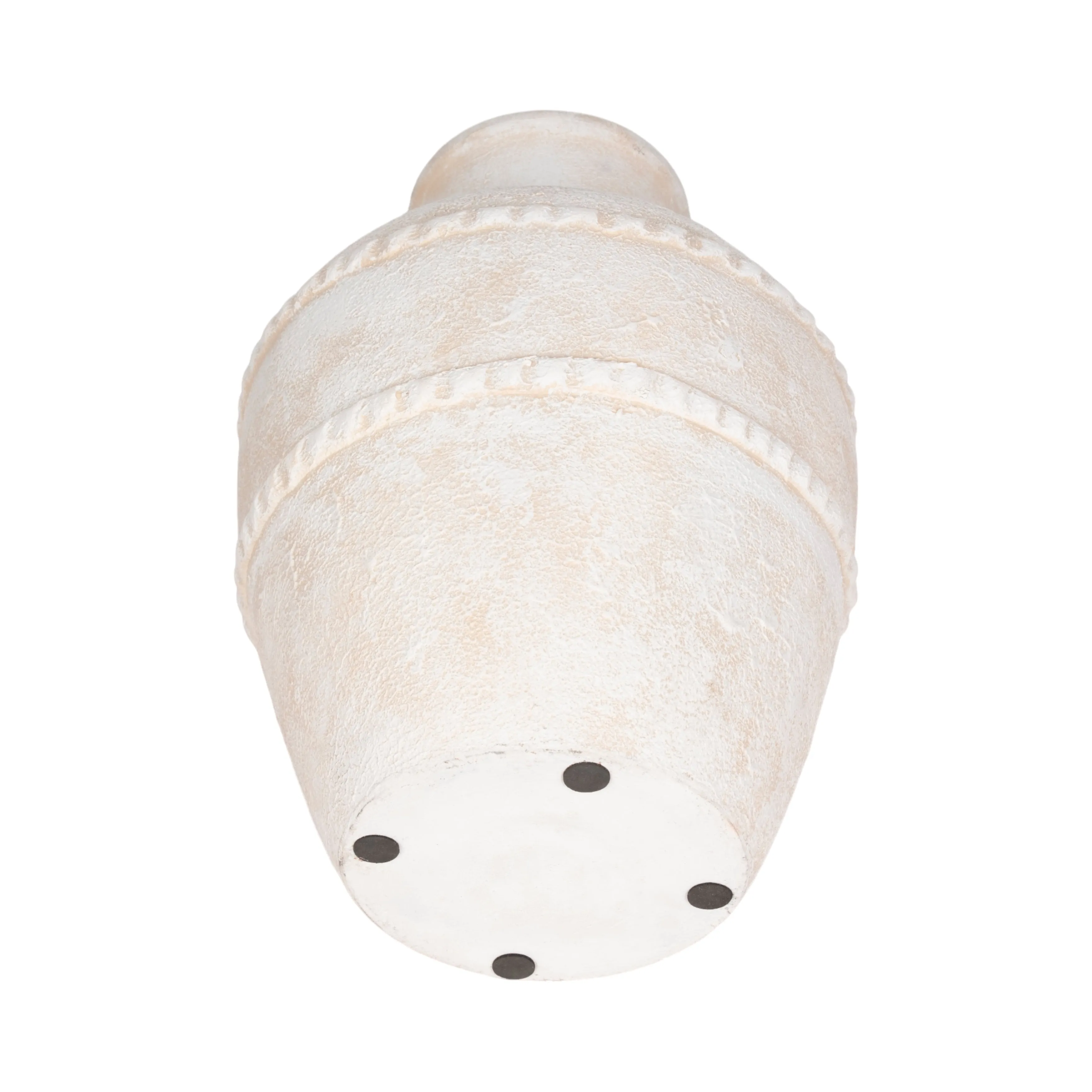 16" Traditional Textured Terracotta Vase, Ivory