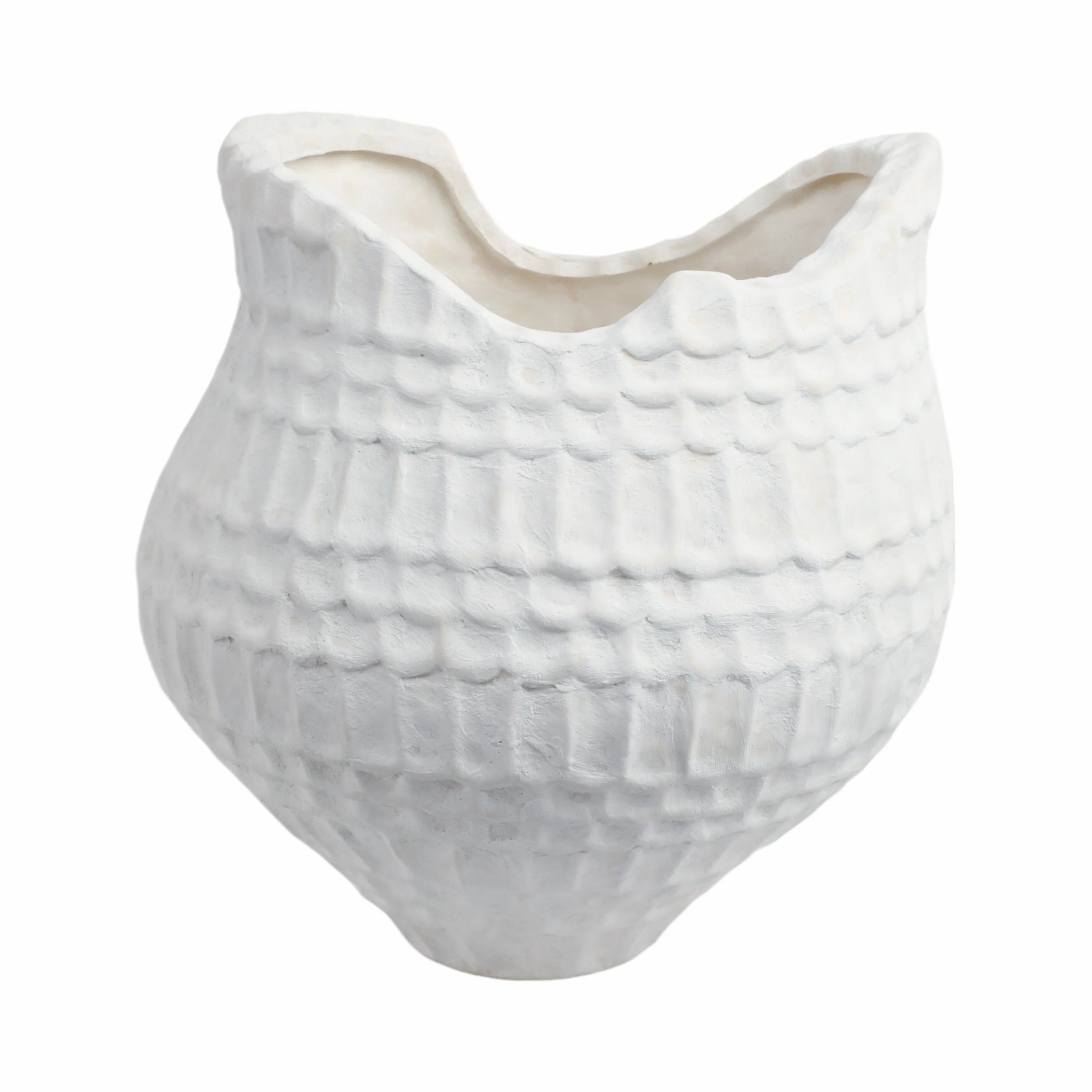16"callan Large 3d Printed Porcelain Vase, Ivory