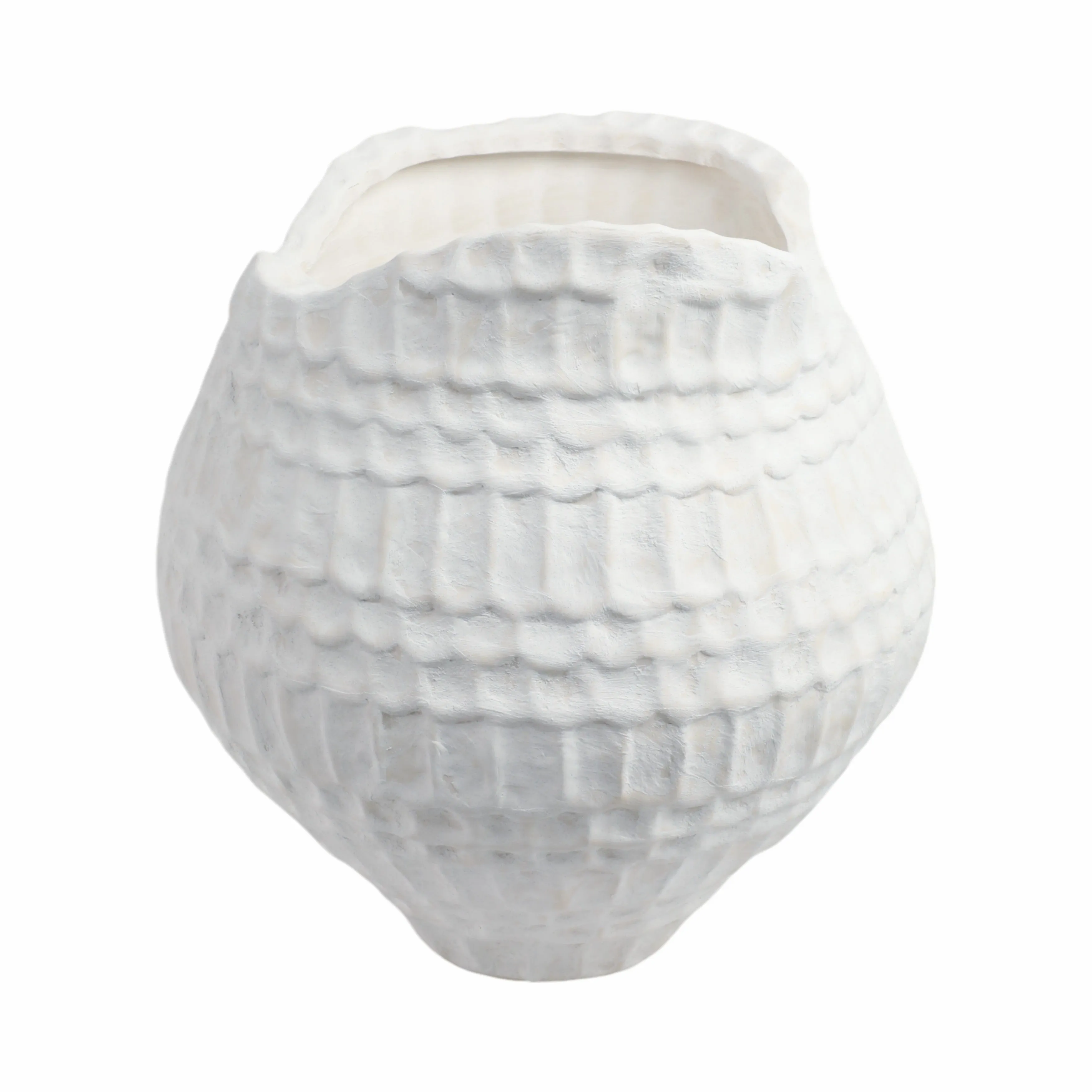 16"callan Large 3d Printed Porcelain Vase, Ivory