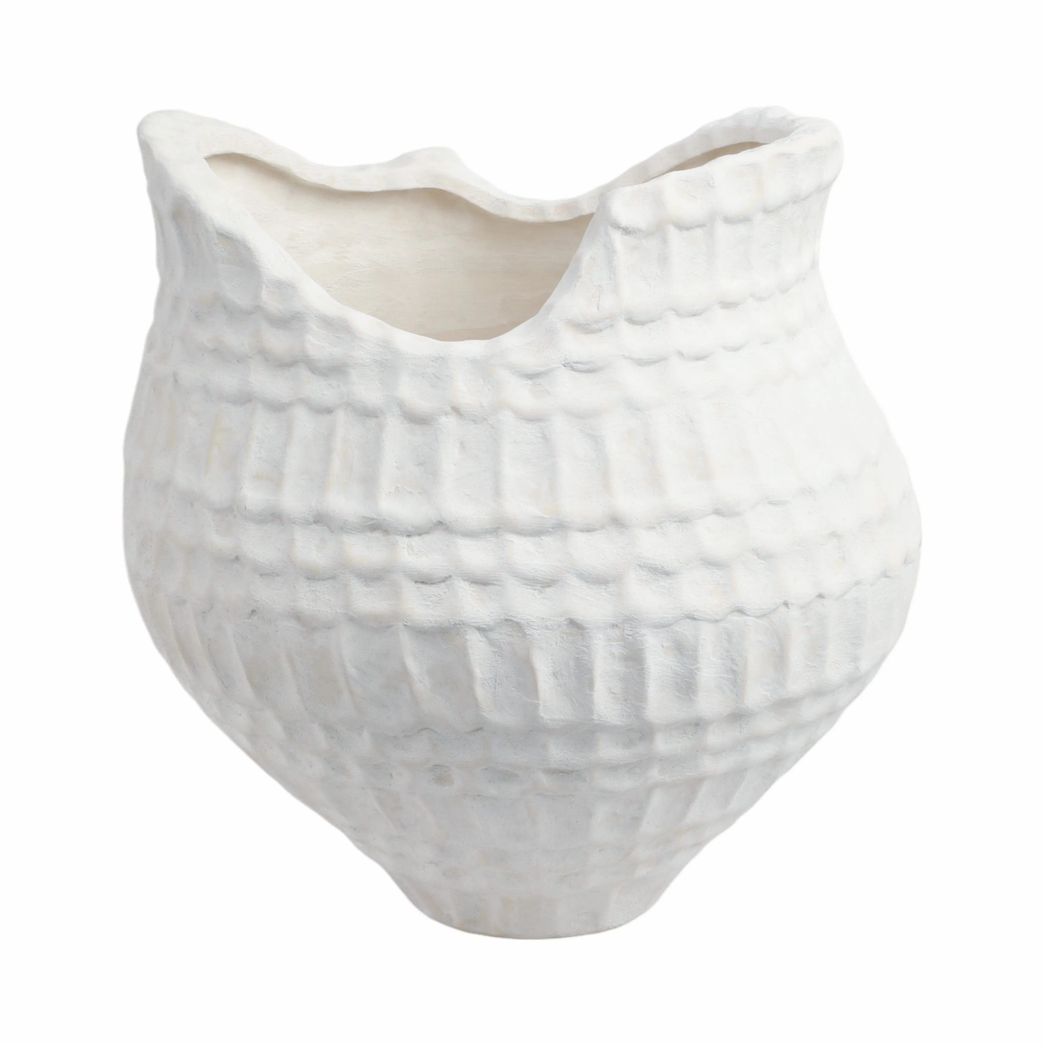 16"callan Large 3d Printed Porcelain Vase, Ivory
