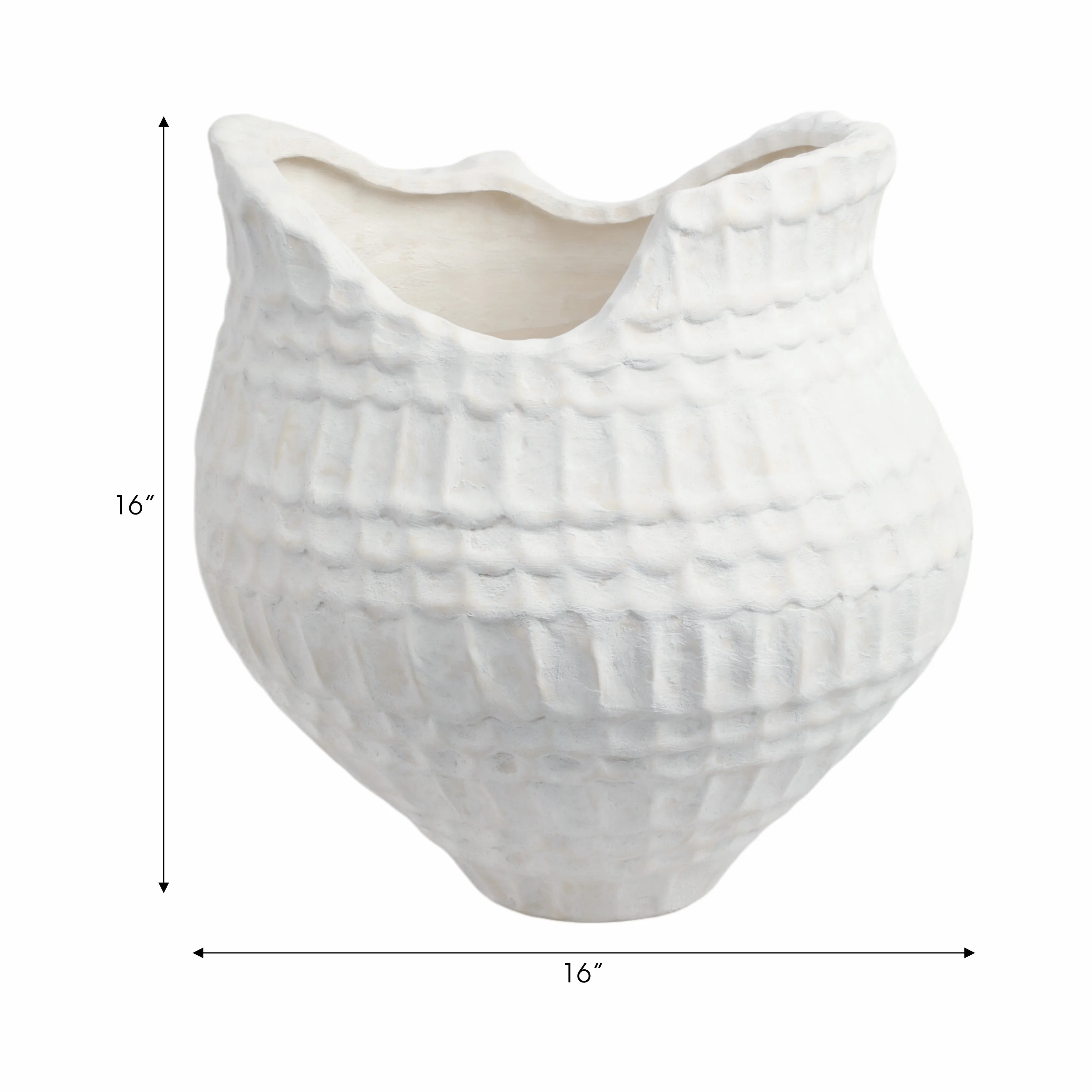 16"callan Large 3d Printed Porcelain Vase, Ivory