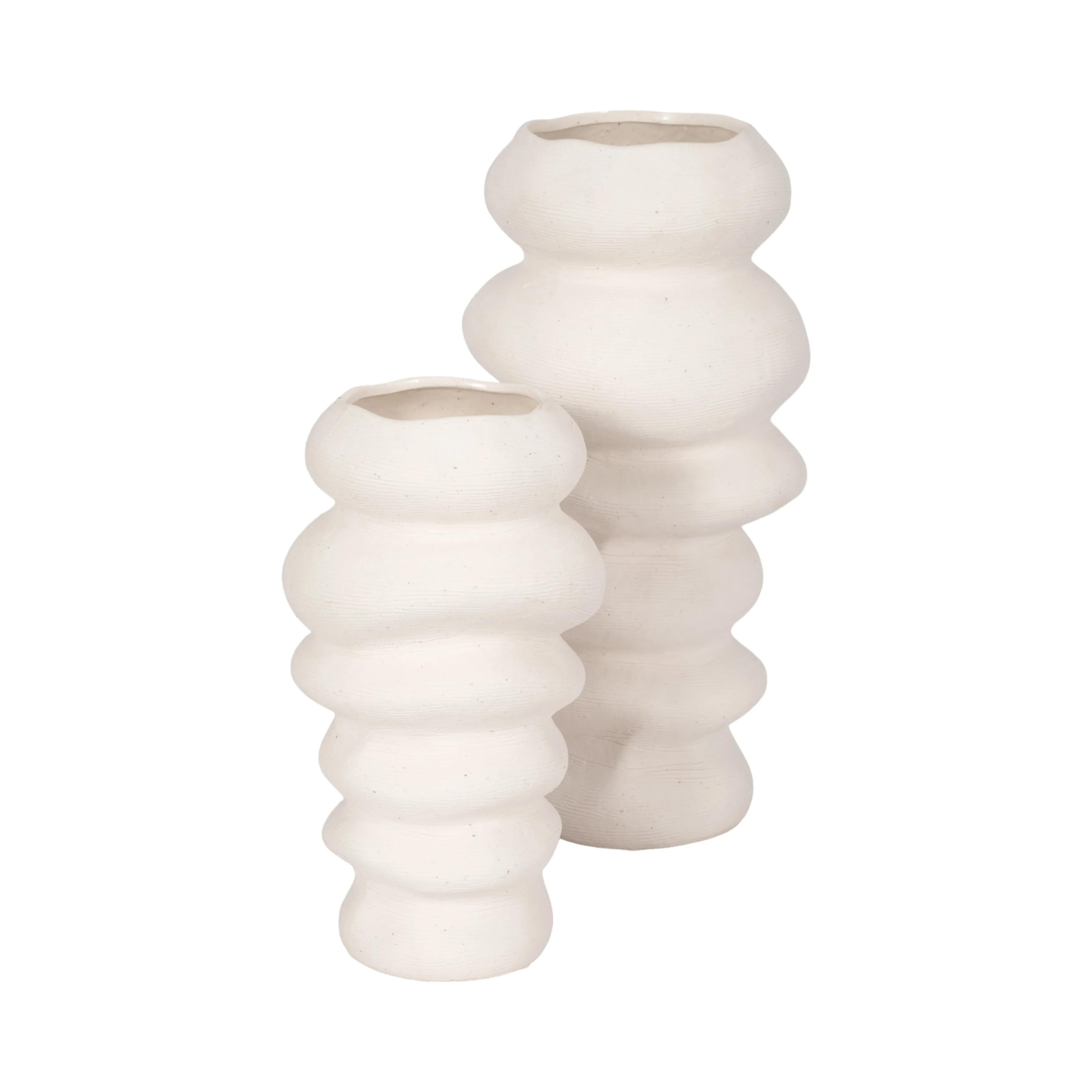 16x8" Hand Scribed Cairn Vase, White