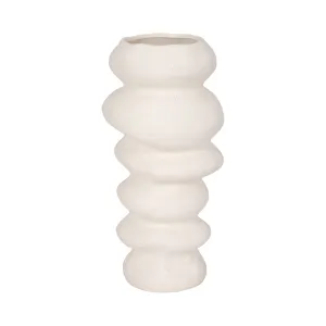 16x8" Hand Scribed Cairn Vase, White