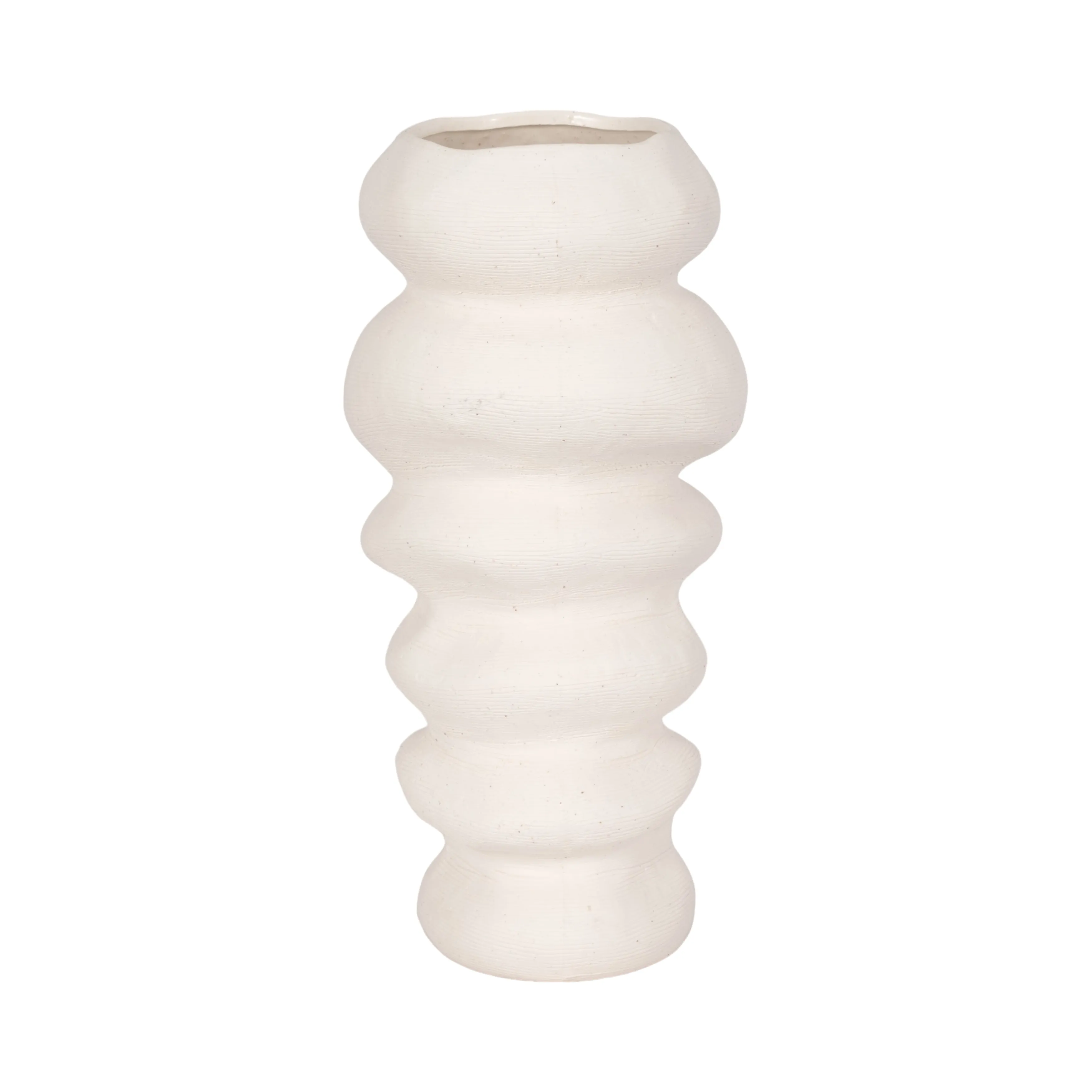 16x8" Hand Scribed Cairn Vase, White