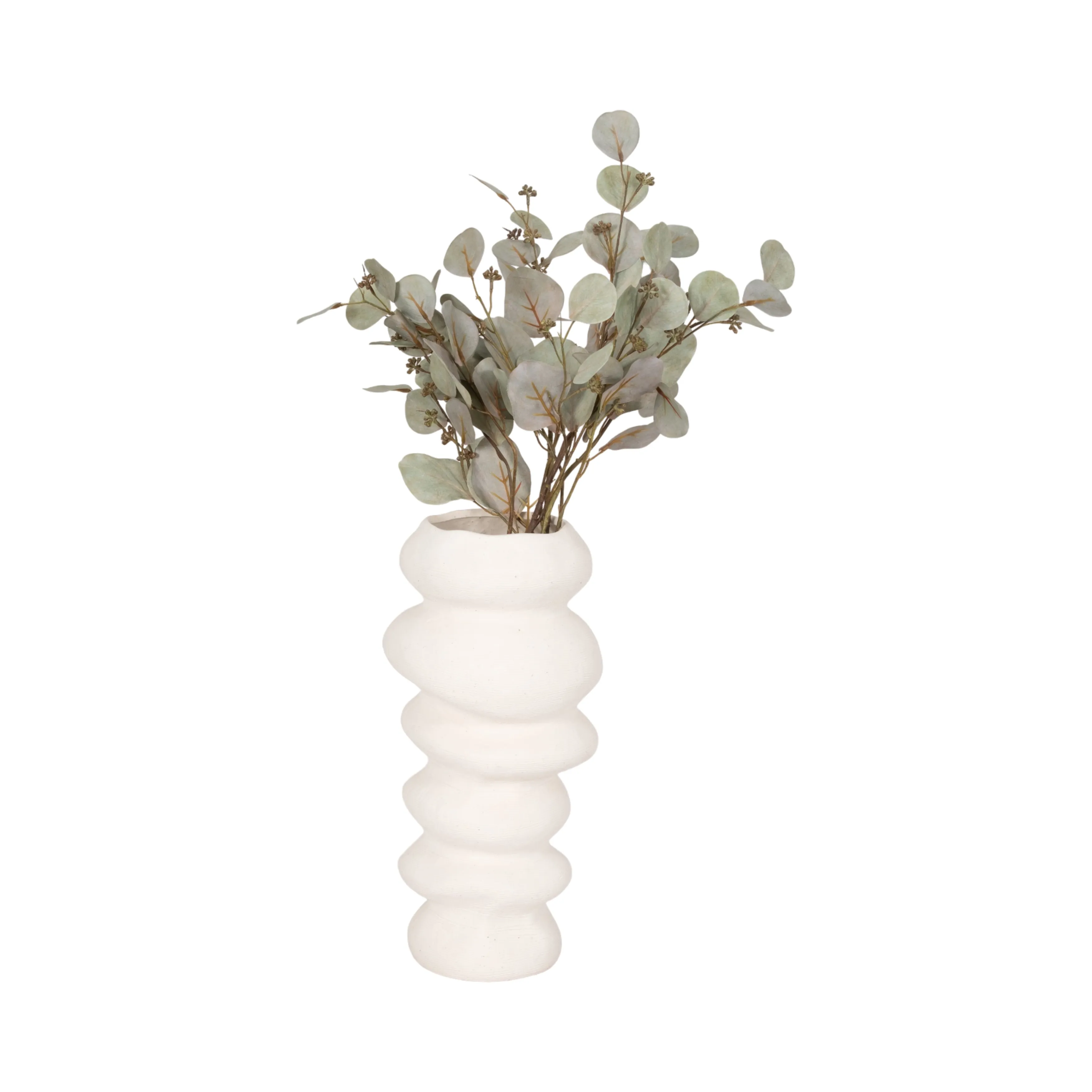 16x8" Hand Scribed Cairn Vase, White