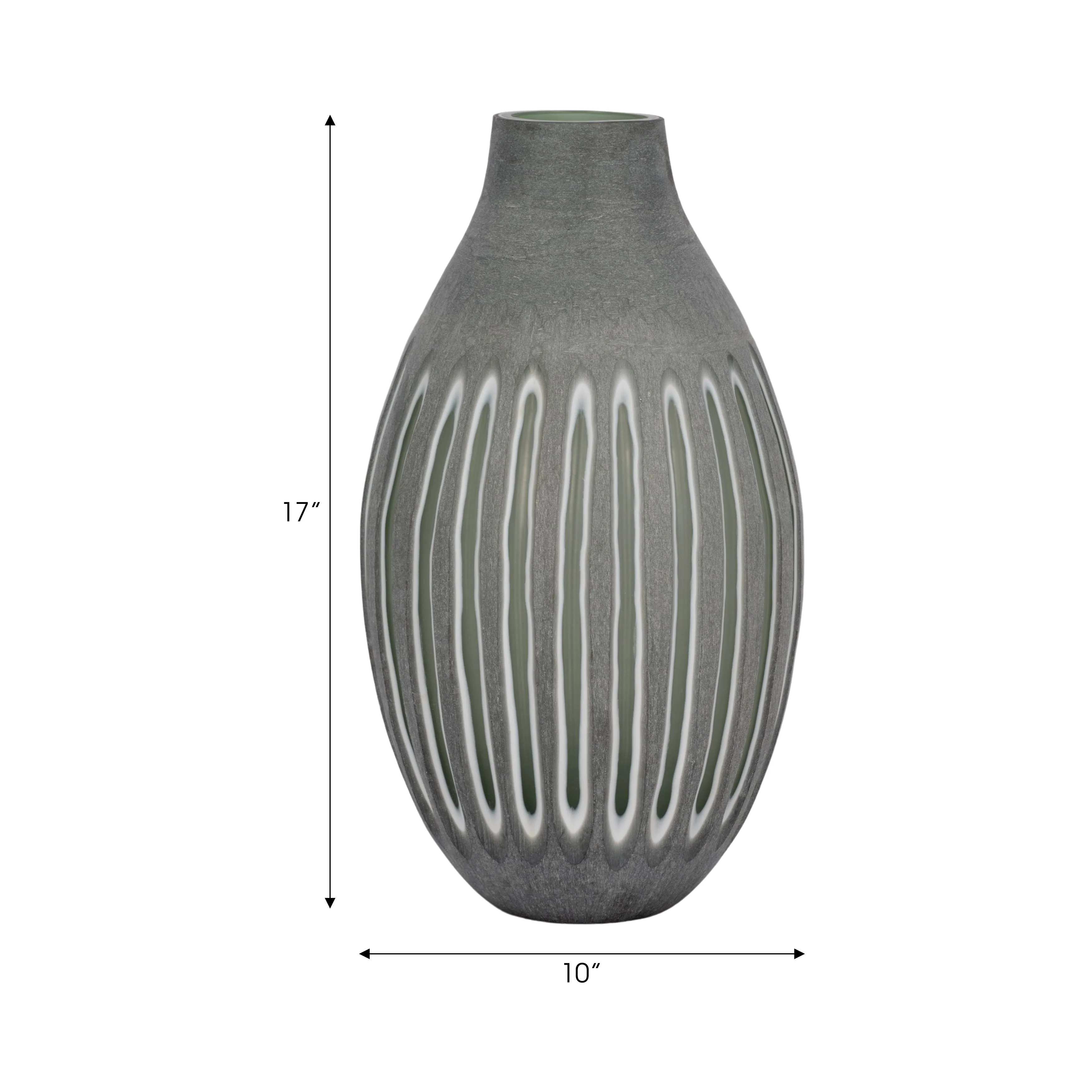 17" ABBOT LARGE GREEN GLASS VASE