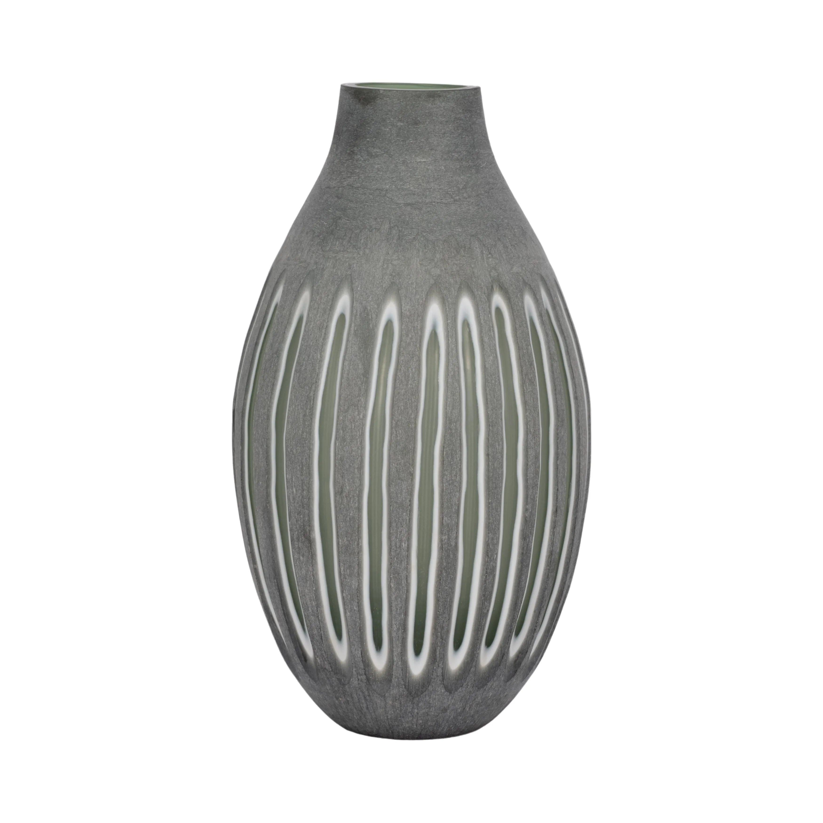 17" ABBOT LARGE GREEN GLASS VASE