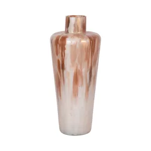 17" Nude Drip Finish Glass Floor Vase, Tan Multi