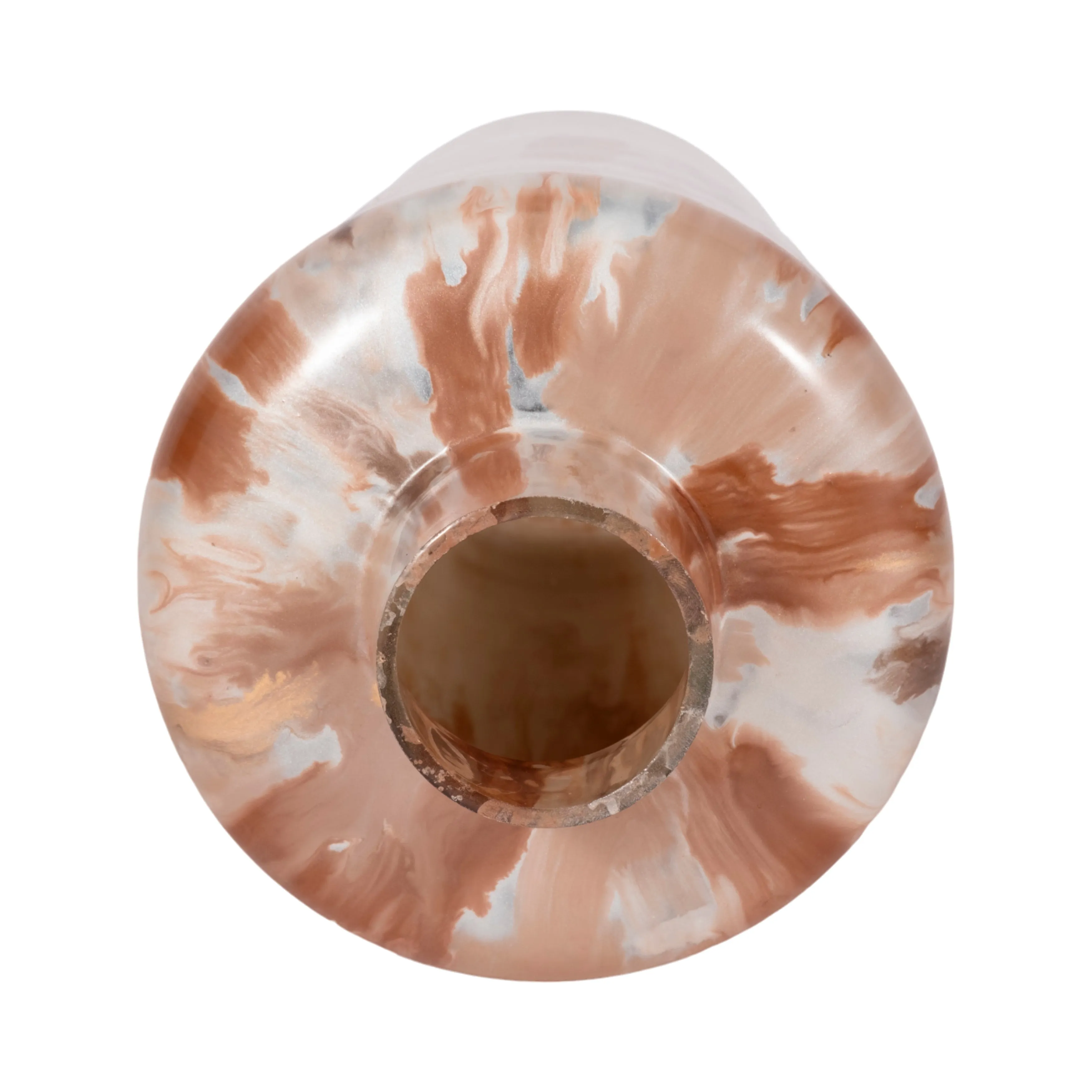 17" Nude Drip Finish Glass Floor Vase, Tan Multi