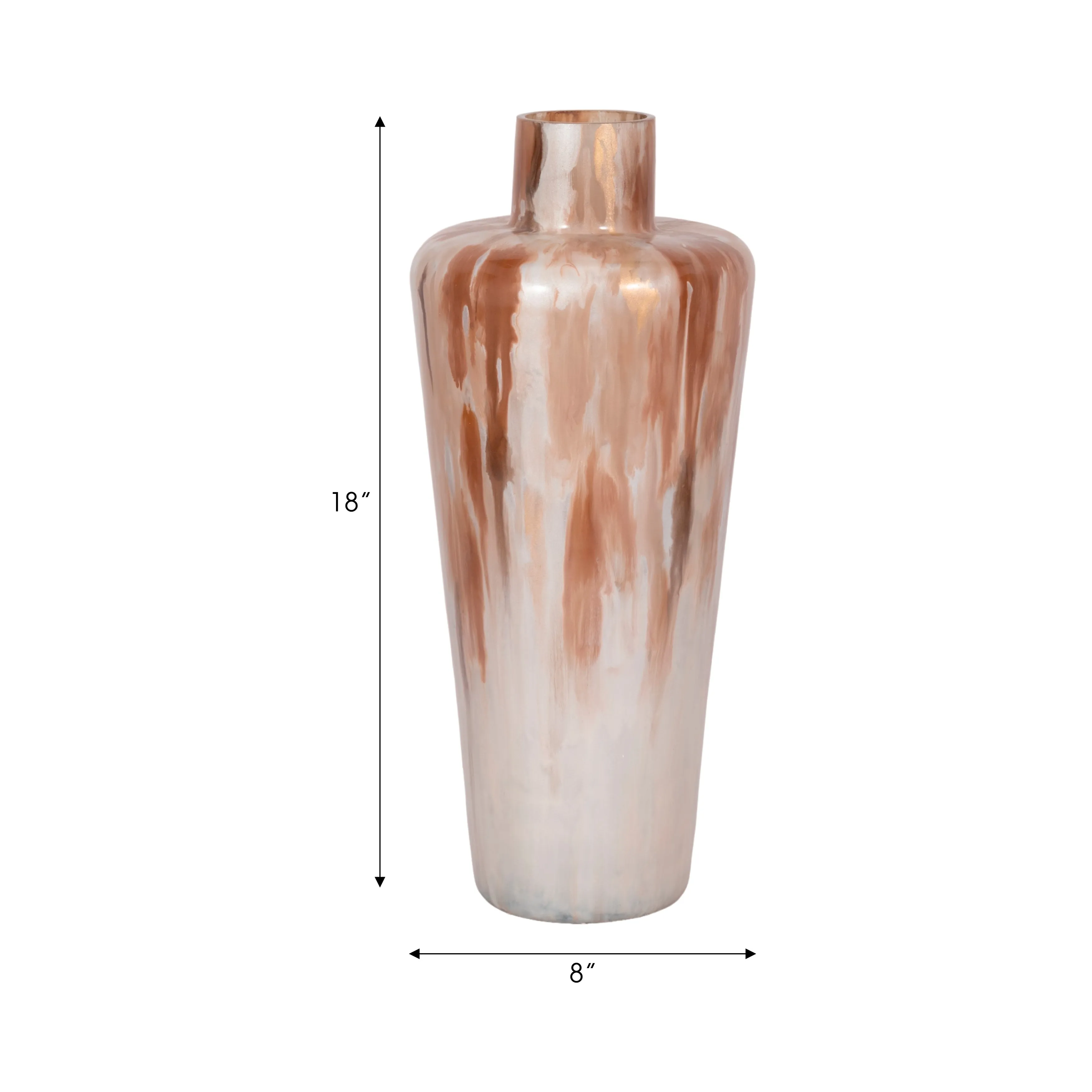 17" Nude Drip Finish Glass Floor Vase, Tan Multi