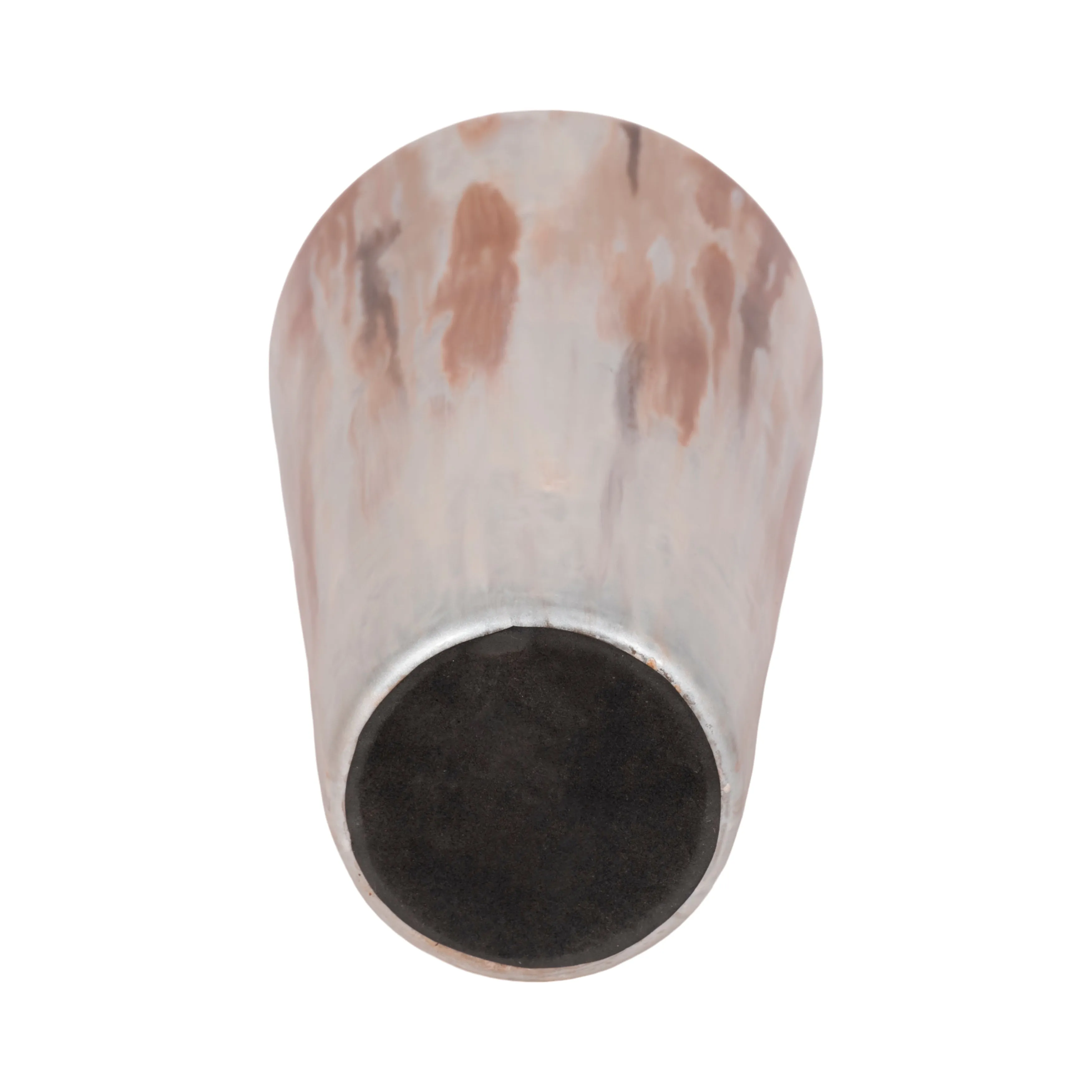 17" Nude Drip Finish Glass Floor Vase, Tan Multi