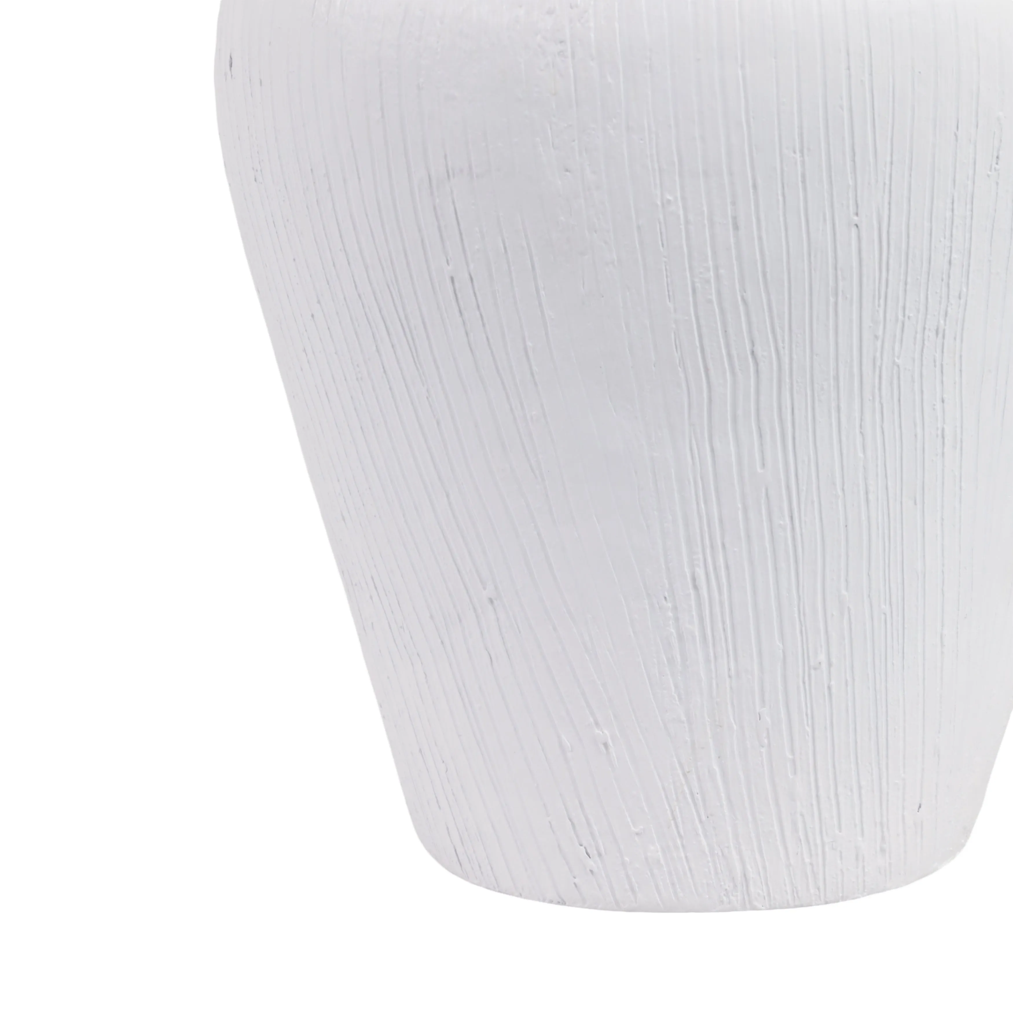 17" Textured Terracota Vase W/rattan Handle, Wht