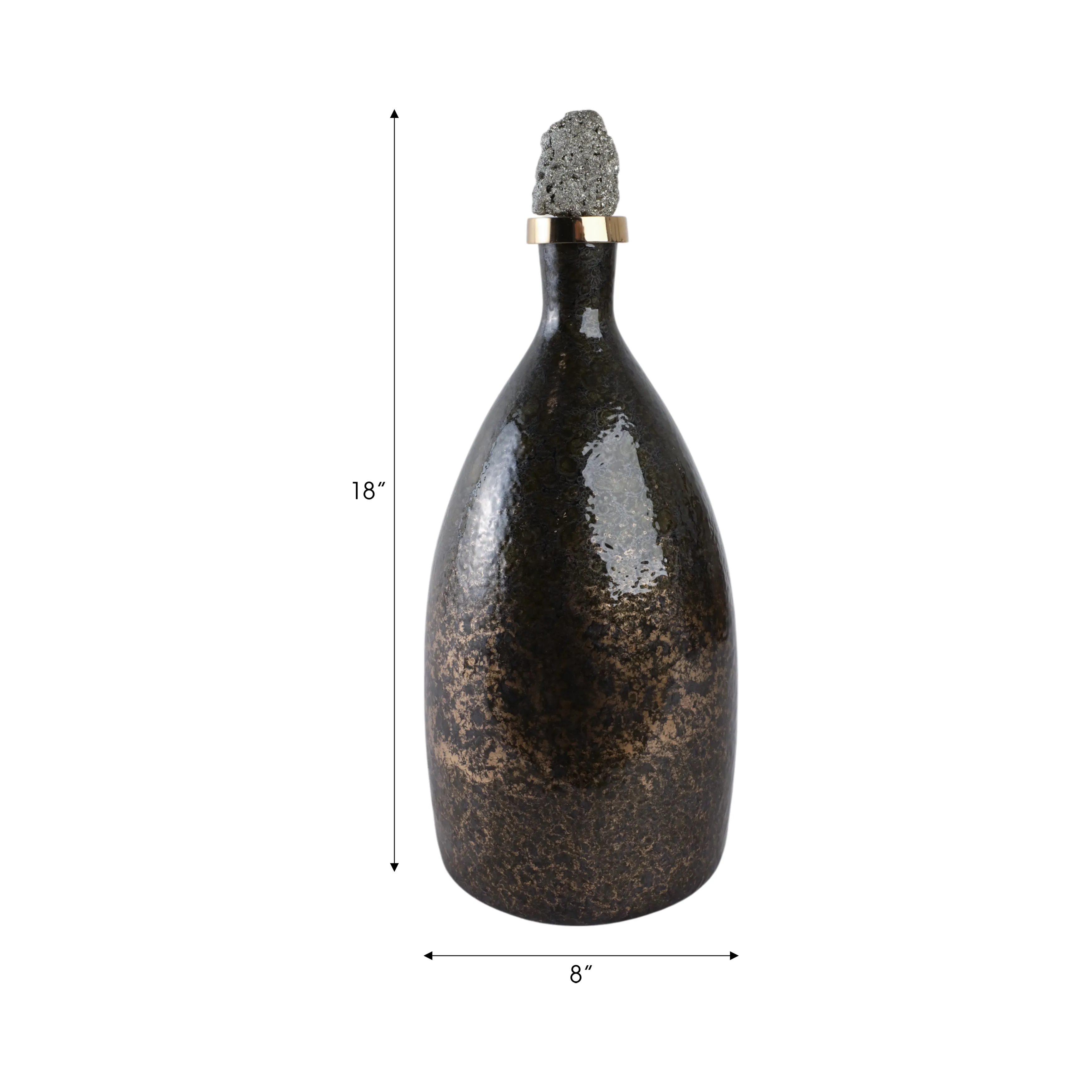 18" Arielle Medium Pyrite Stone And Glass Bottle