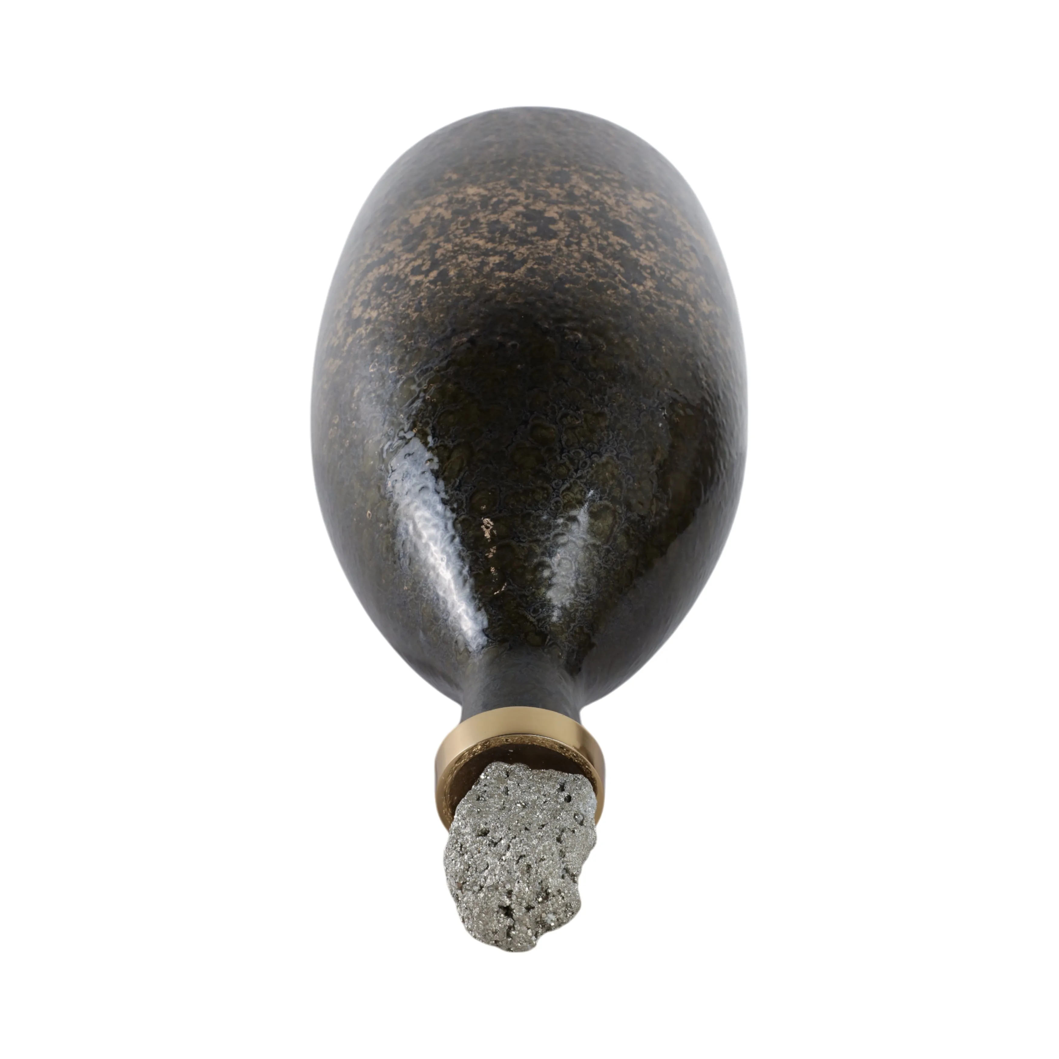 18" Arielle Medium Pyrite Stone And Glass Bottle