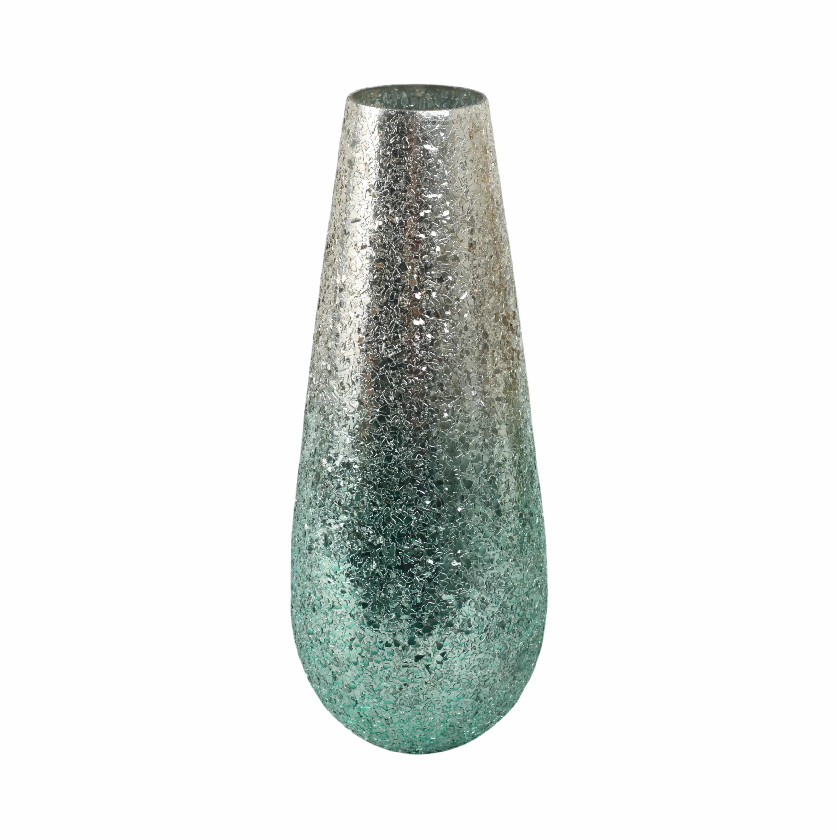 18" Crackled Vase, Green Ombre