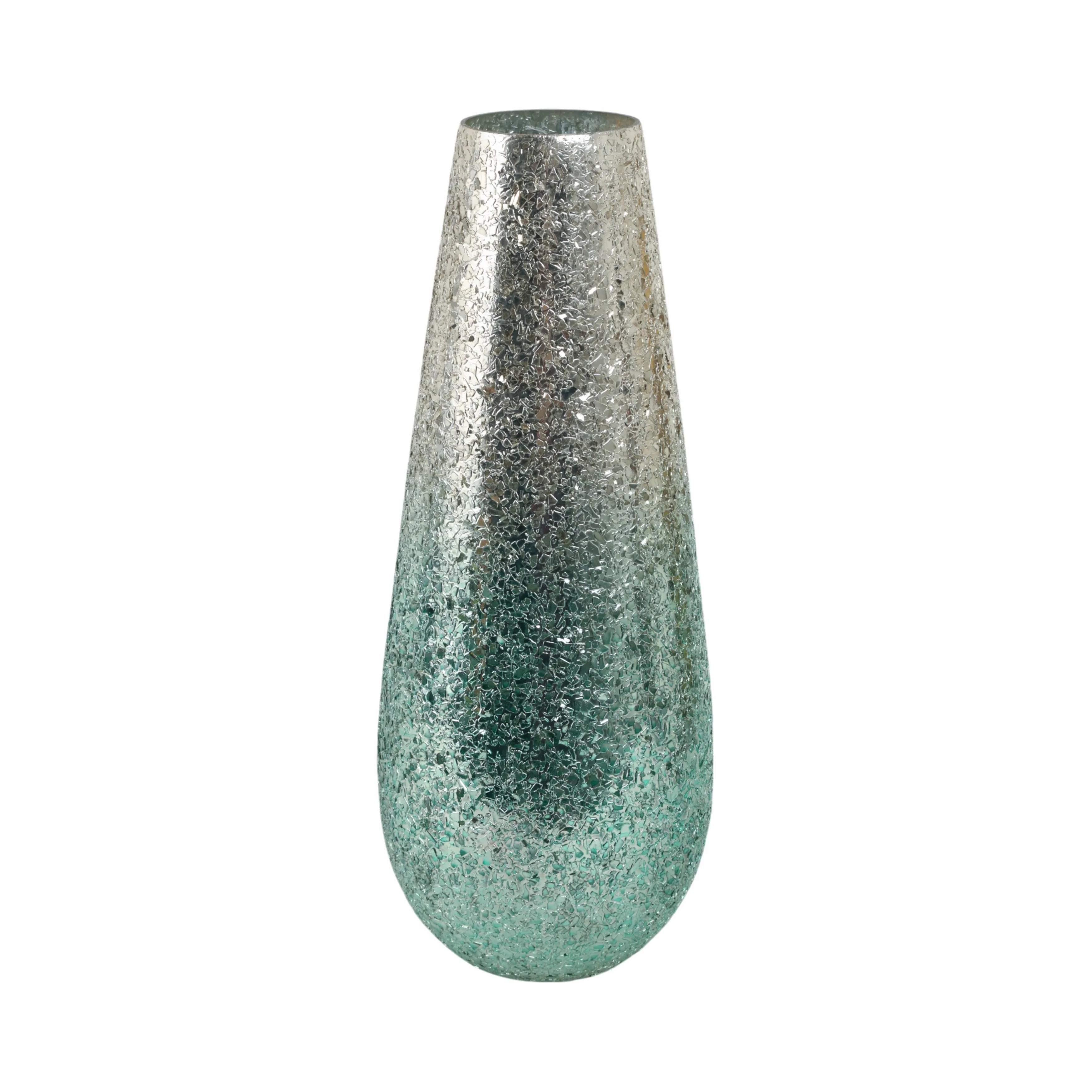 18" Crackled Vase, Green Ombre