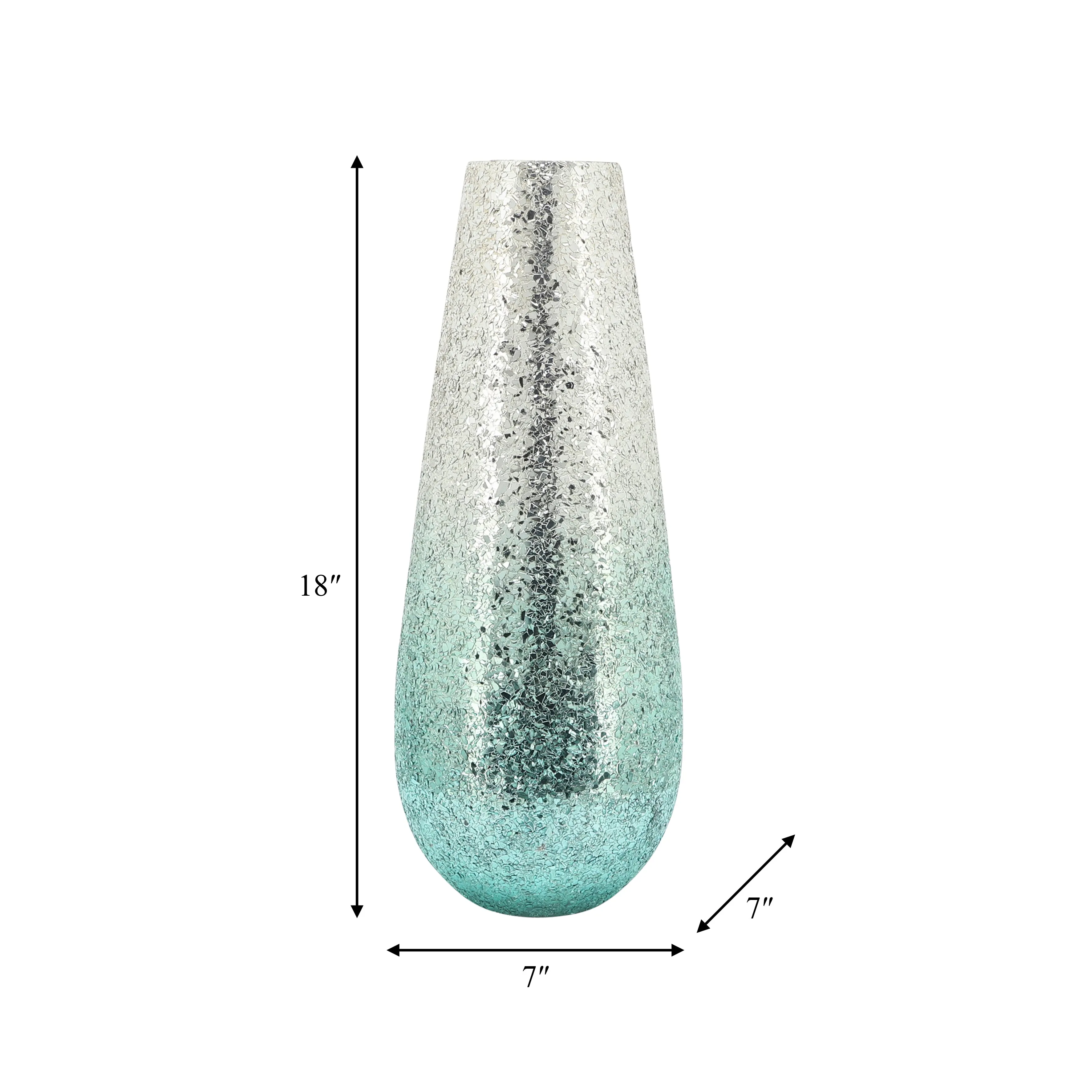 18" Crackled Vase, Green Ombre