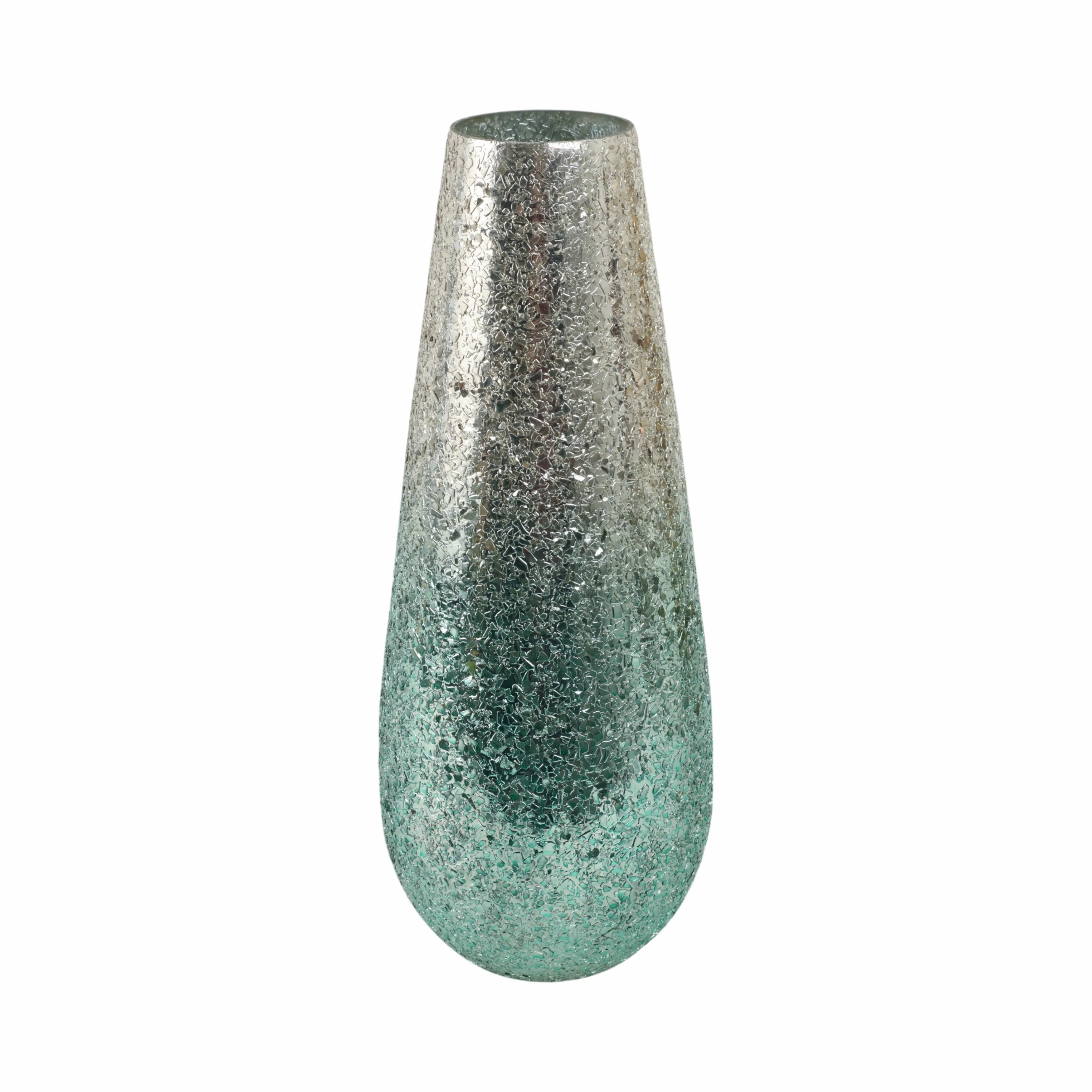 18" Crackled Vase, Green Ombre