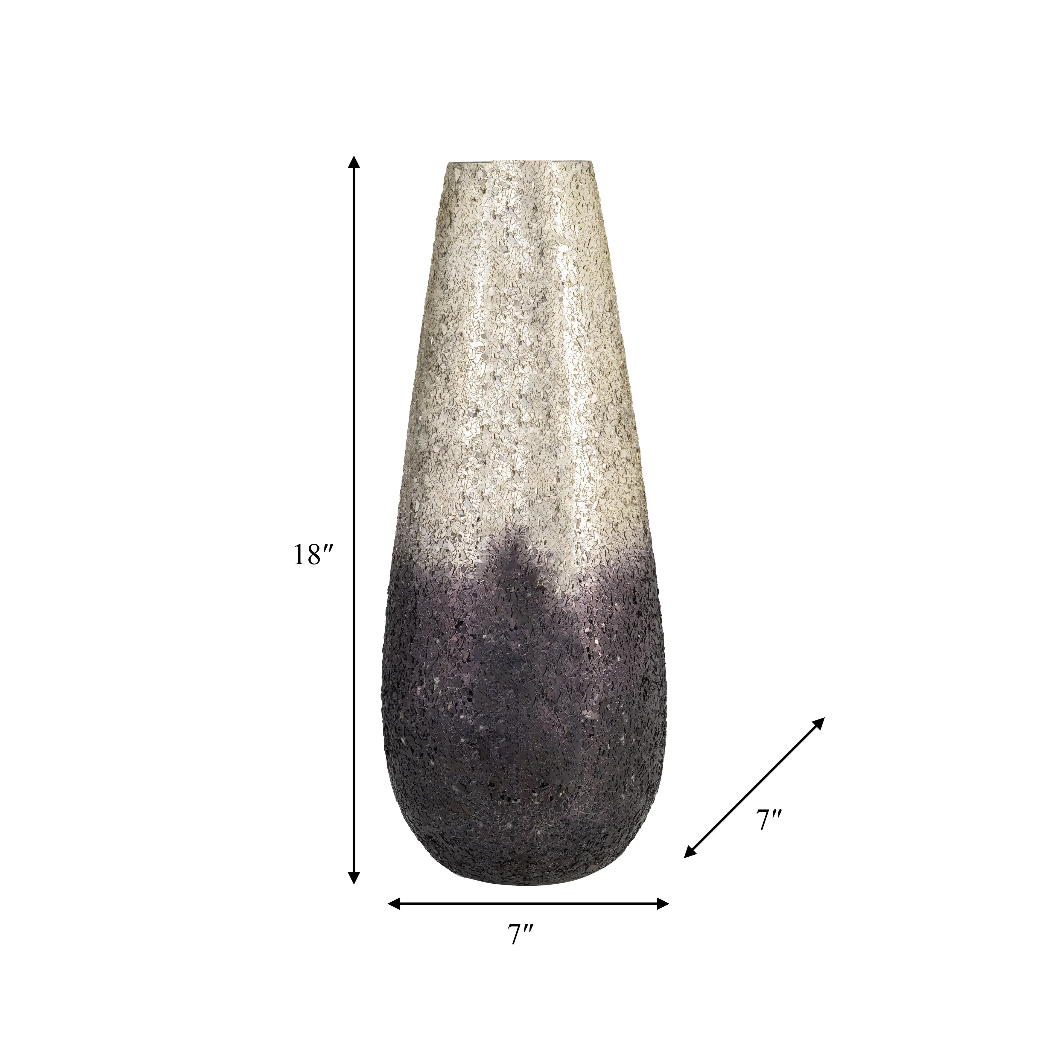 18" CRACKLED VASE, PLUM OMBRE
