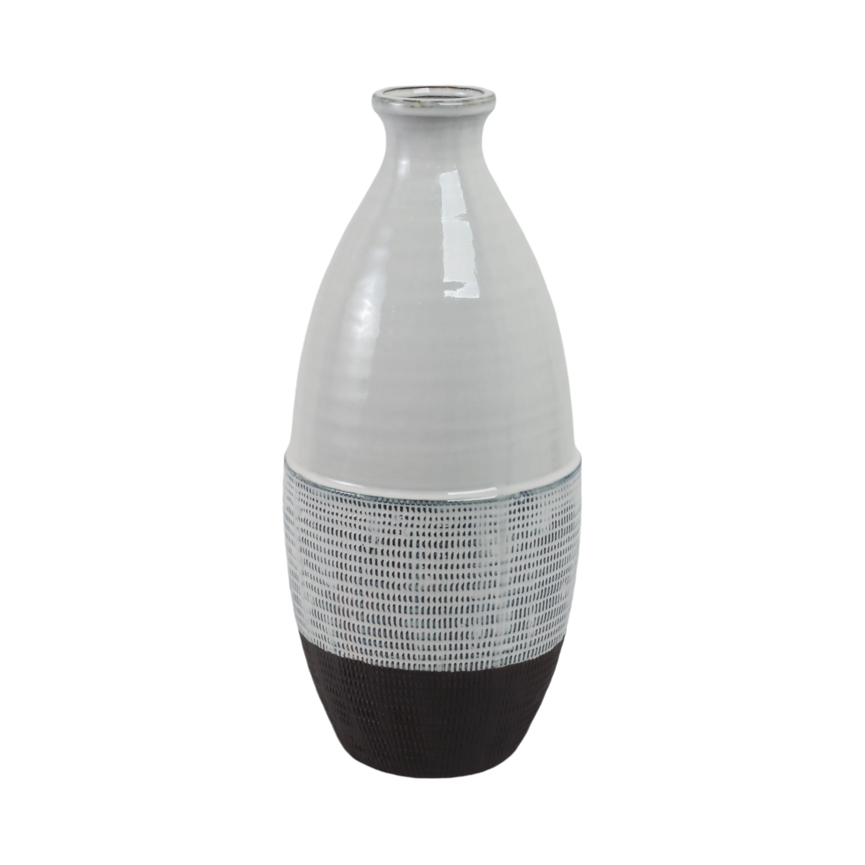 18x8" Textured Bottom Vase, Grey