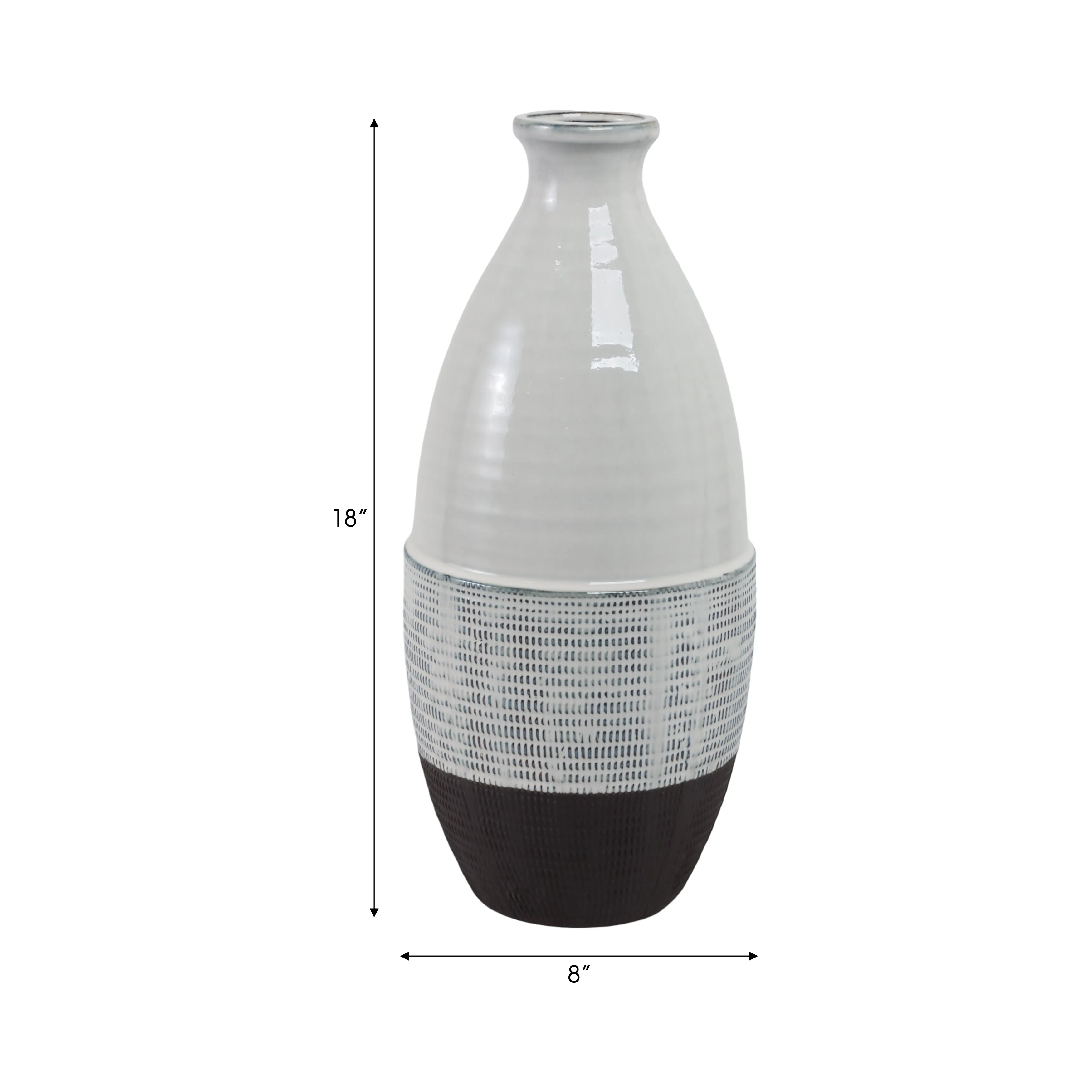 18x8" Textured Bottom Vase, Grey