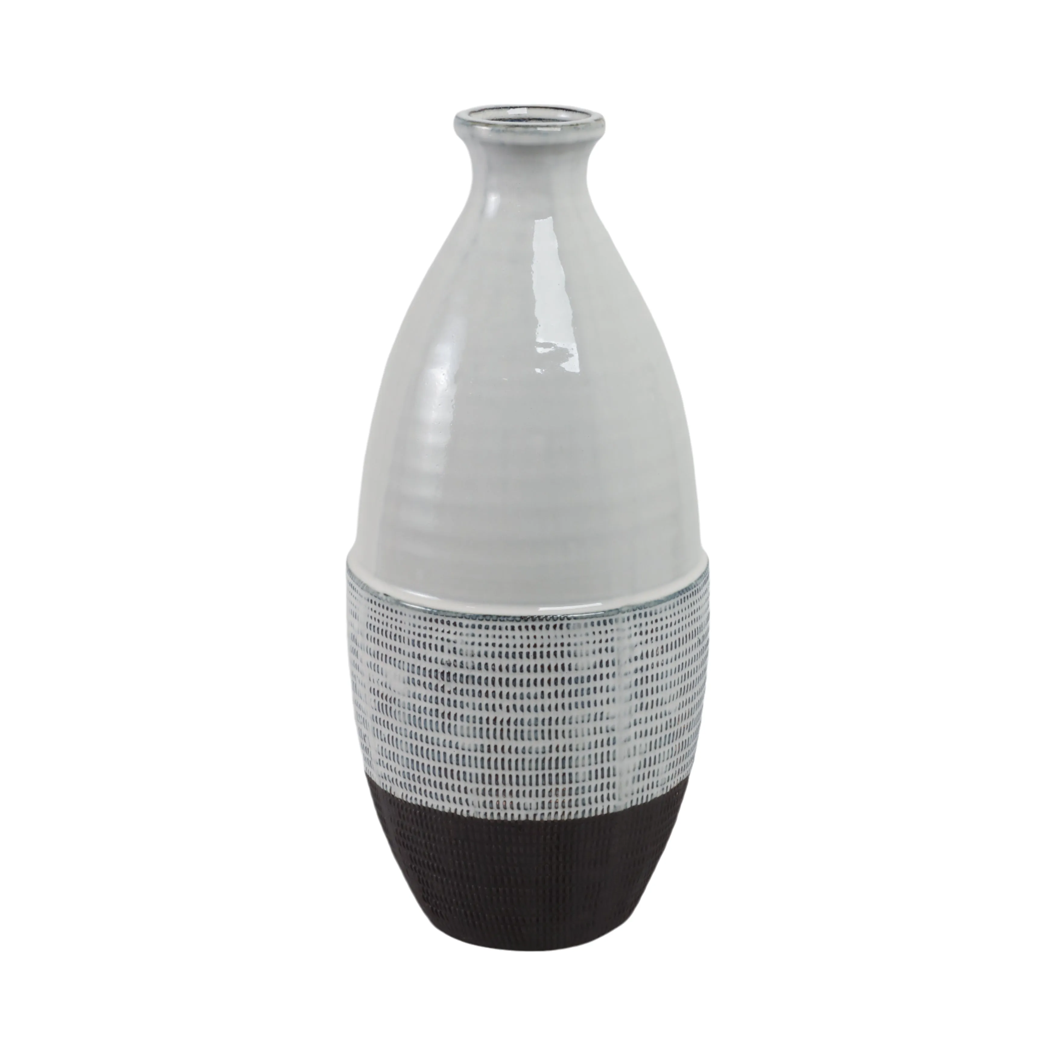 18x8" Textured Bottom Vase, Grey