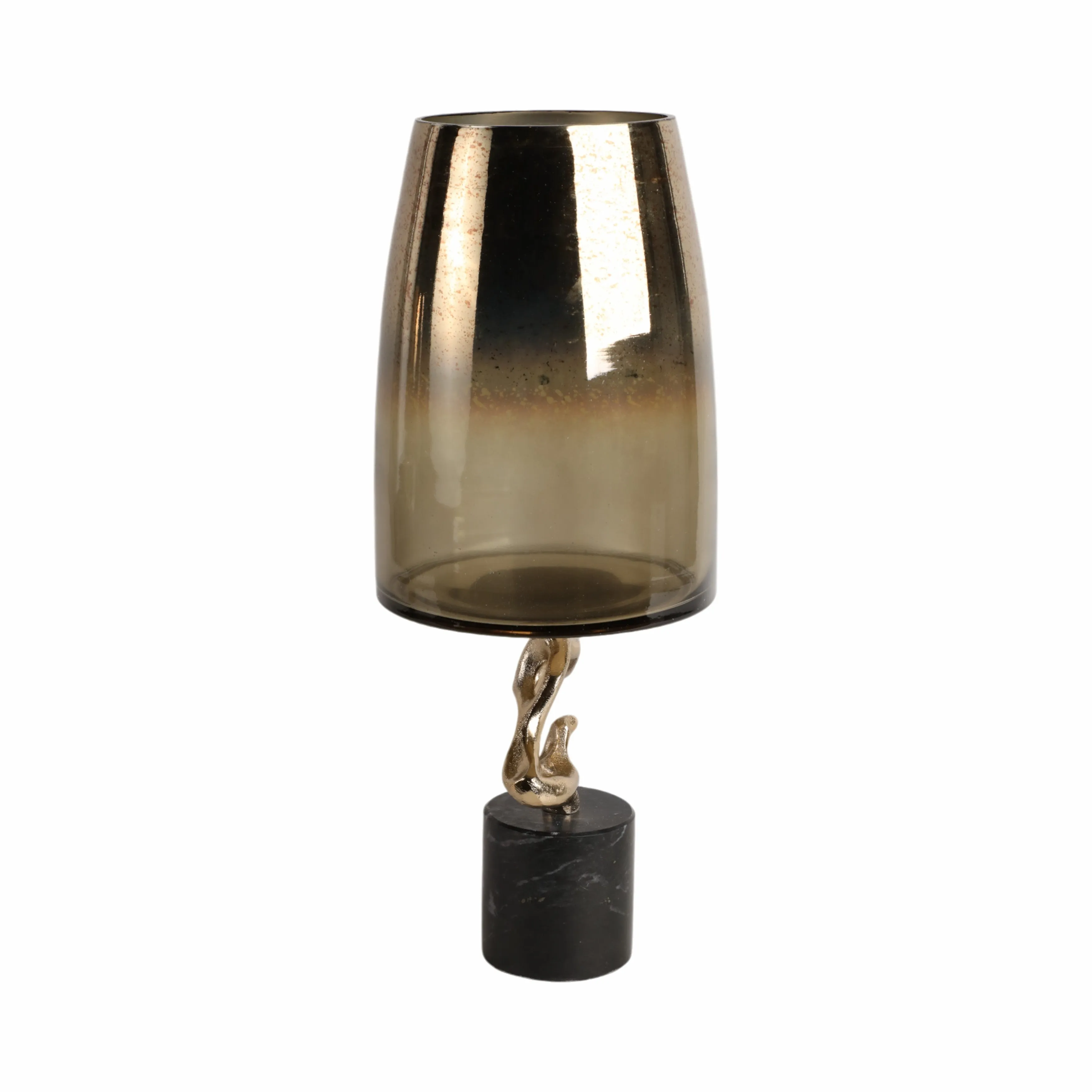 19" Lusaka Lg Hurrican Glass W/stone Base, Gold
