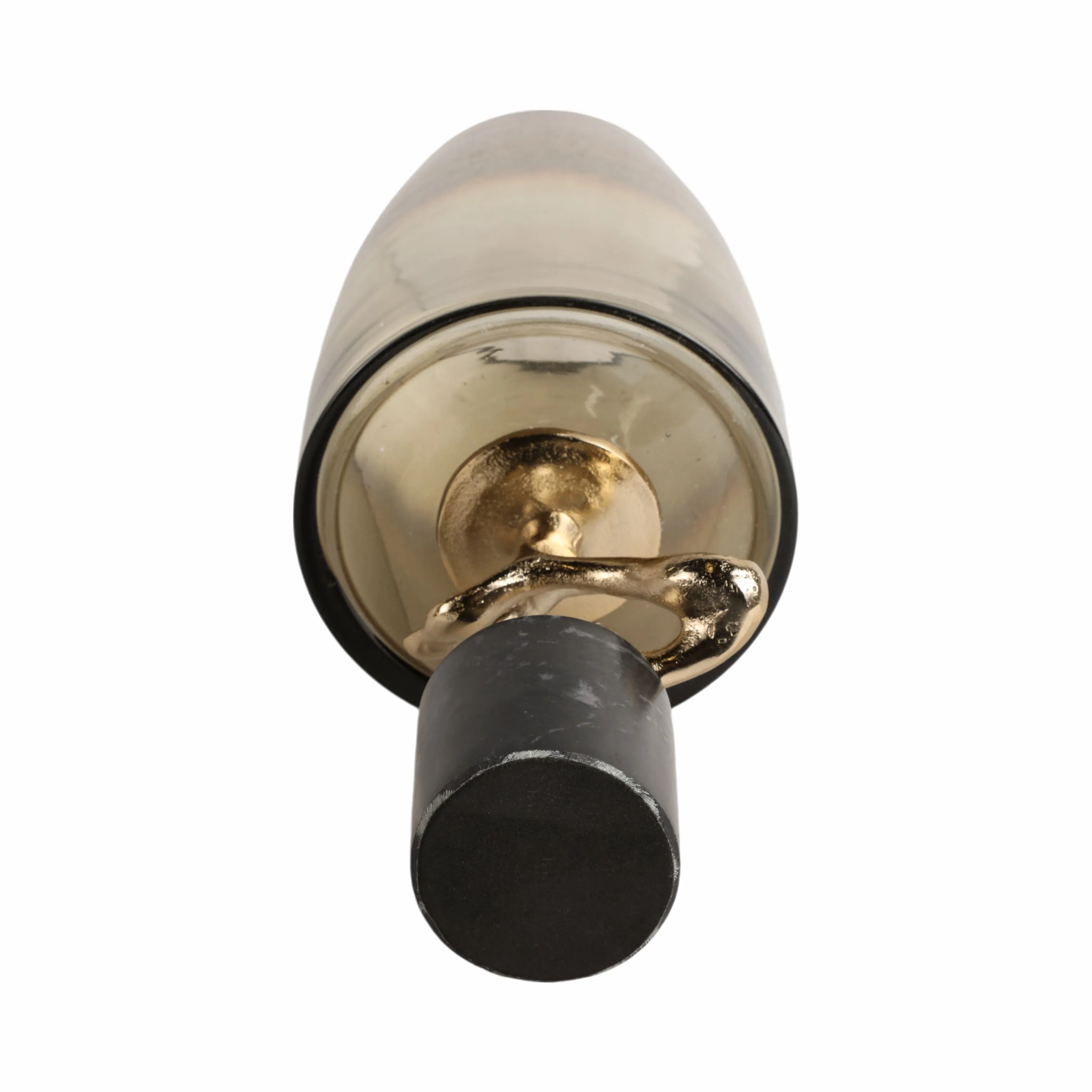 19" Lusaka Lg Hurrican Glass W/stone Base, Gold