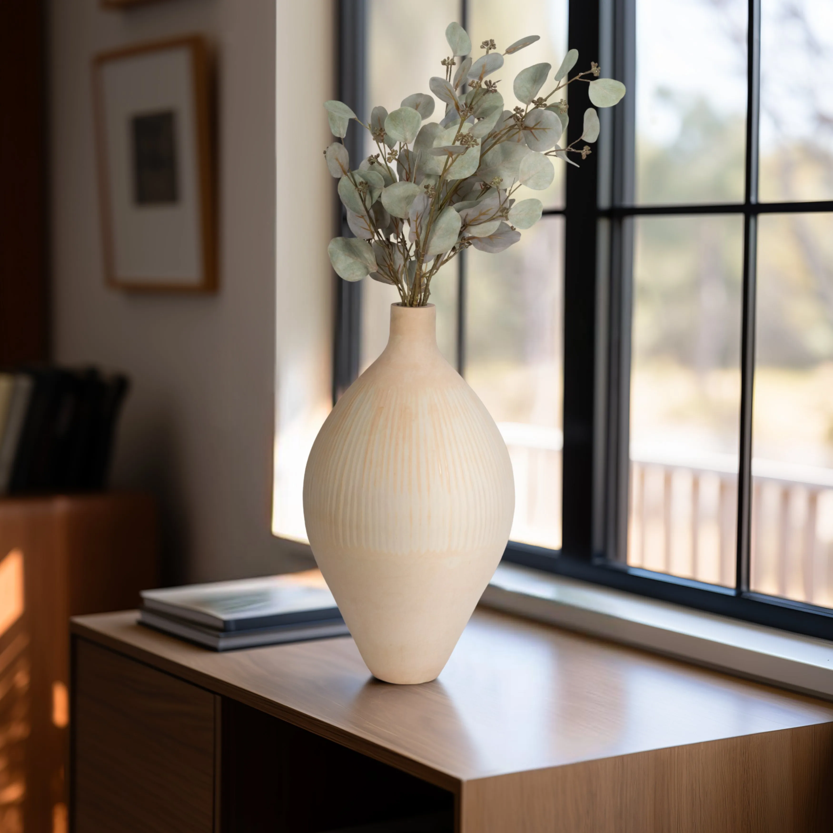19" WALLACE CREAM LARGE GLASS VASE