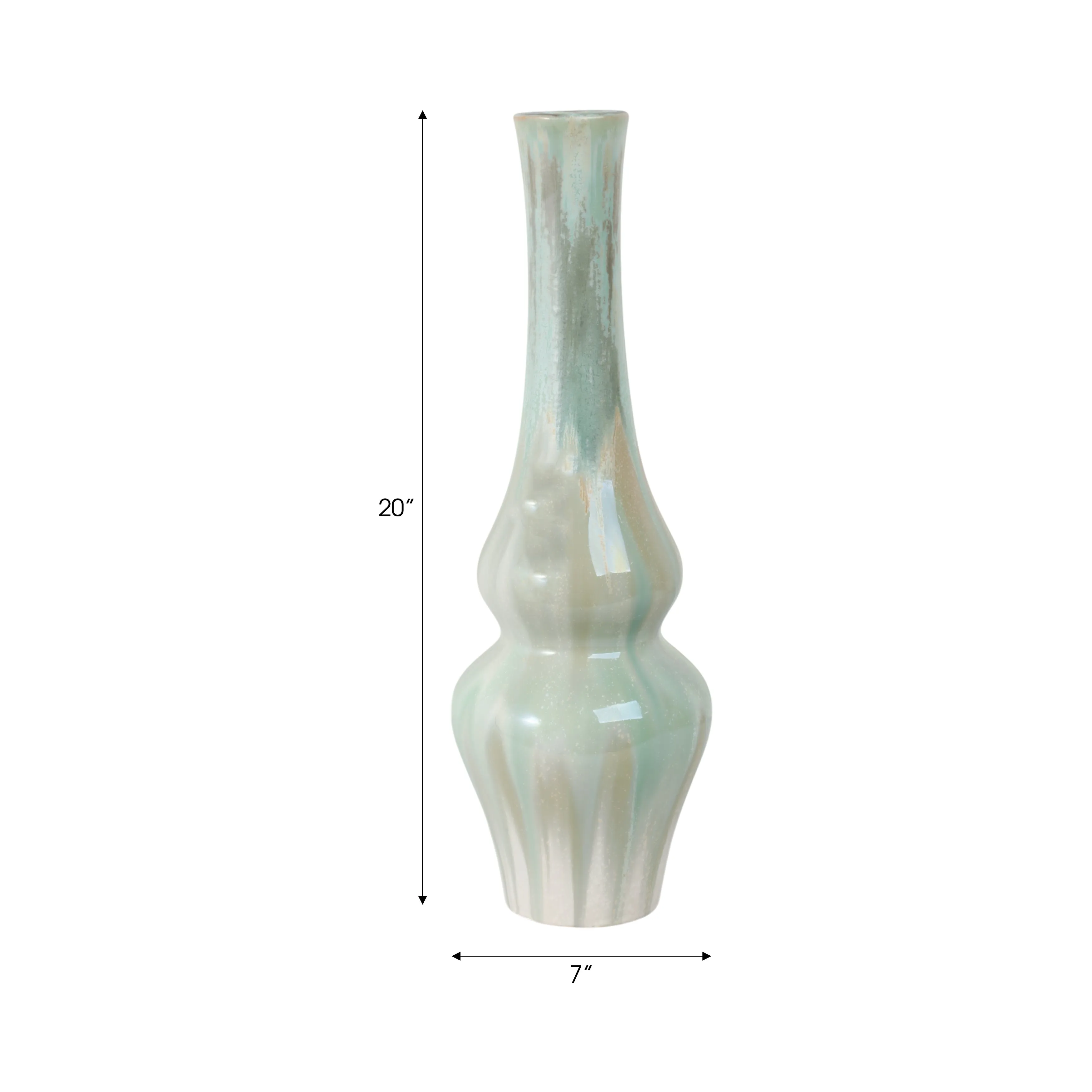 20" Everette Medium Green Ceramic Vase