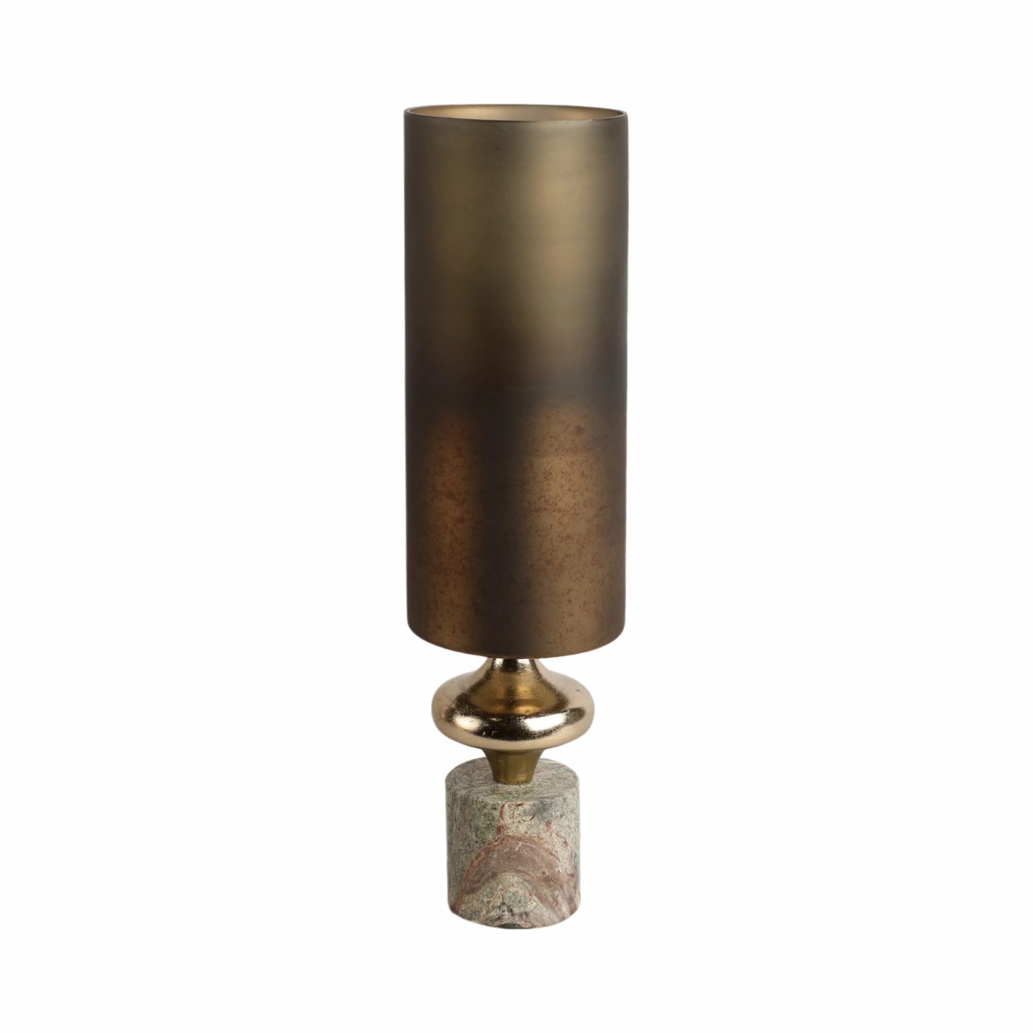 20" Kano Lg Glass Hurricane W/stone Base, Green