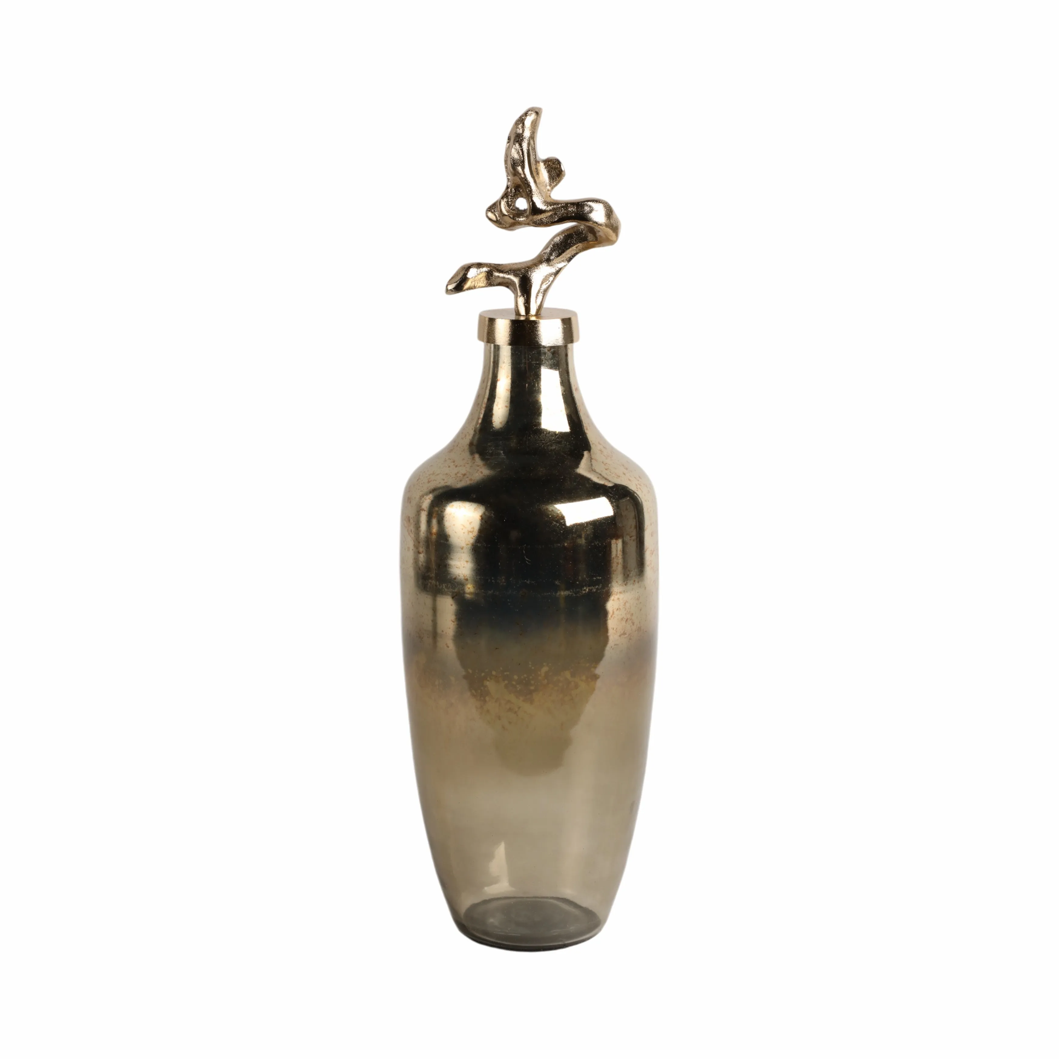 20" Lusaka Lg Glass Bottle, Gold