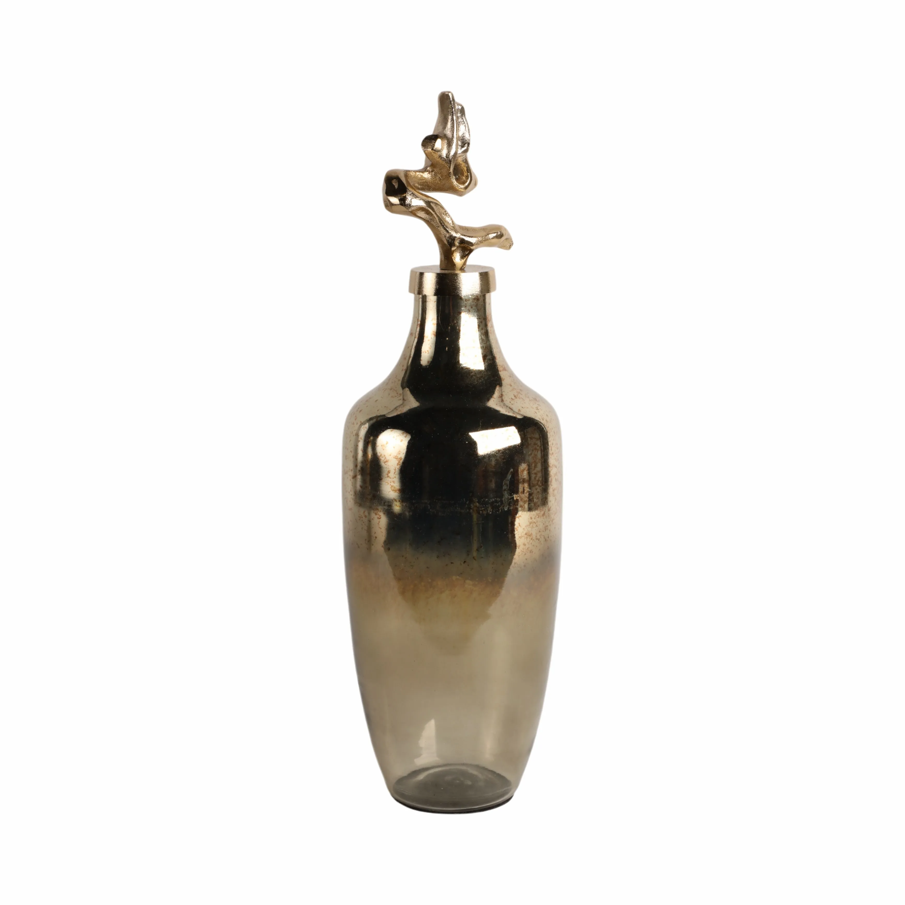 20" Lusaka Lg Glass Bottle, Gold
