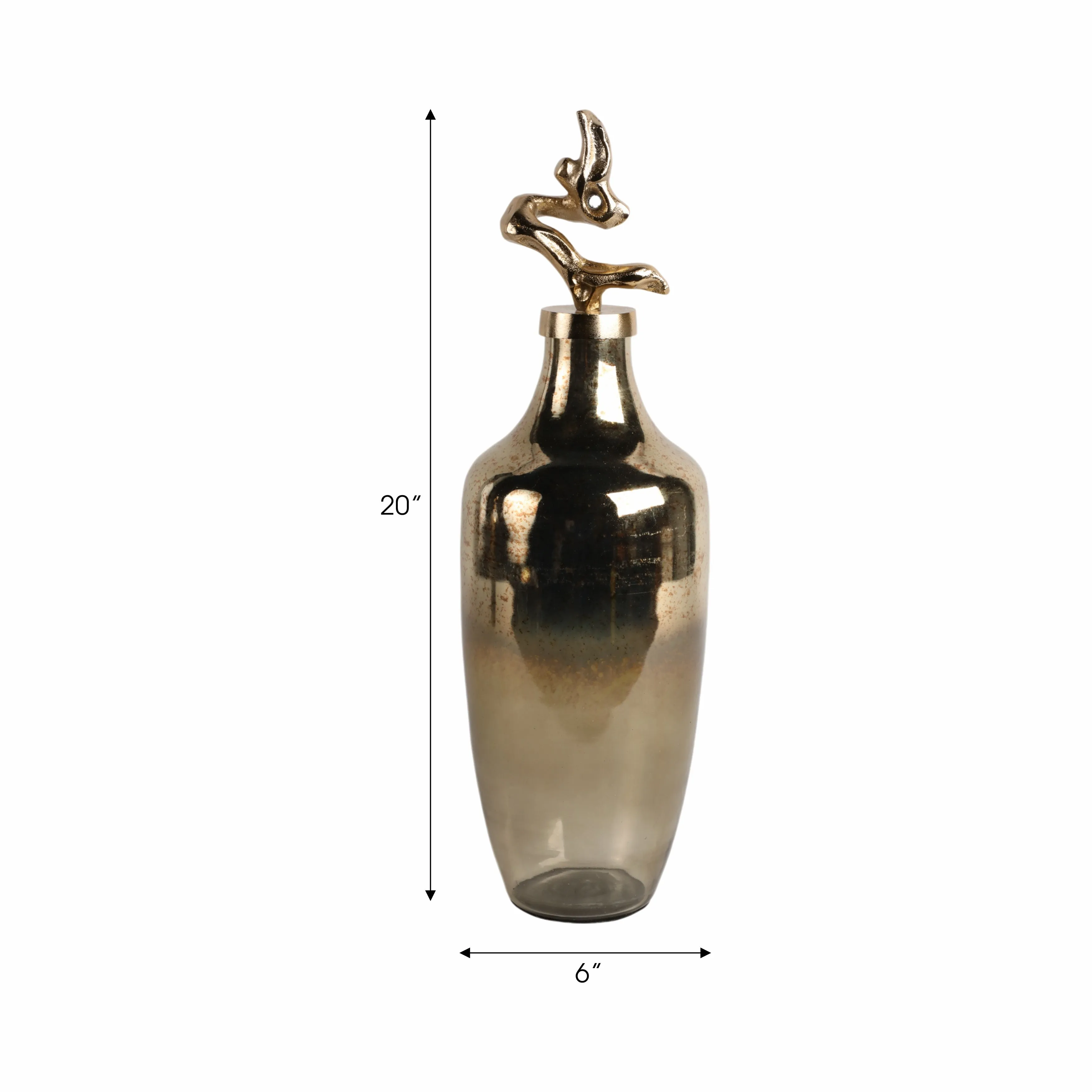 20" Lusaka Lg Glass Bottle, Gold