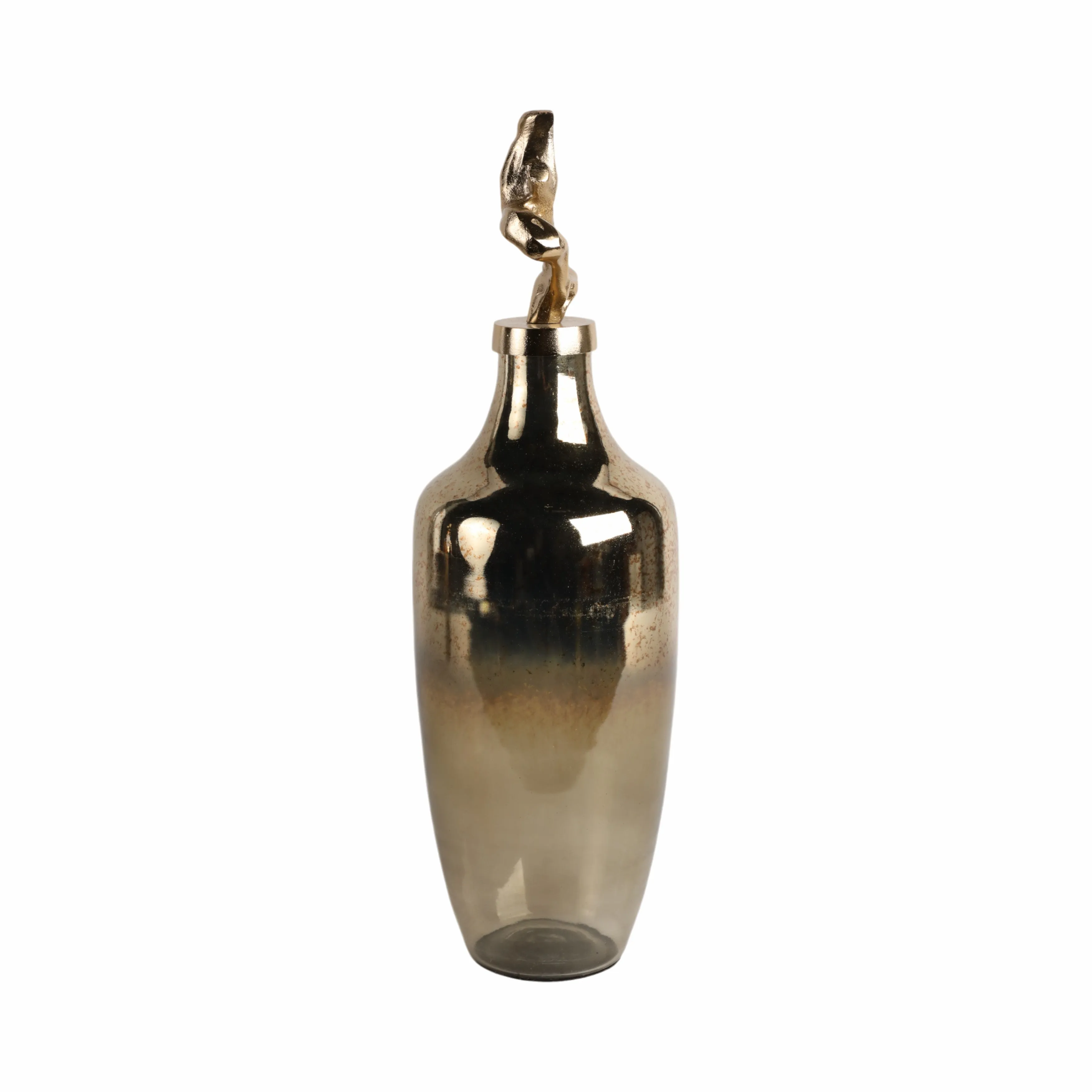 20" Lusaka Lg Glass Bottle, Gold