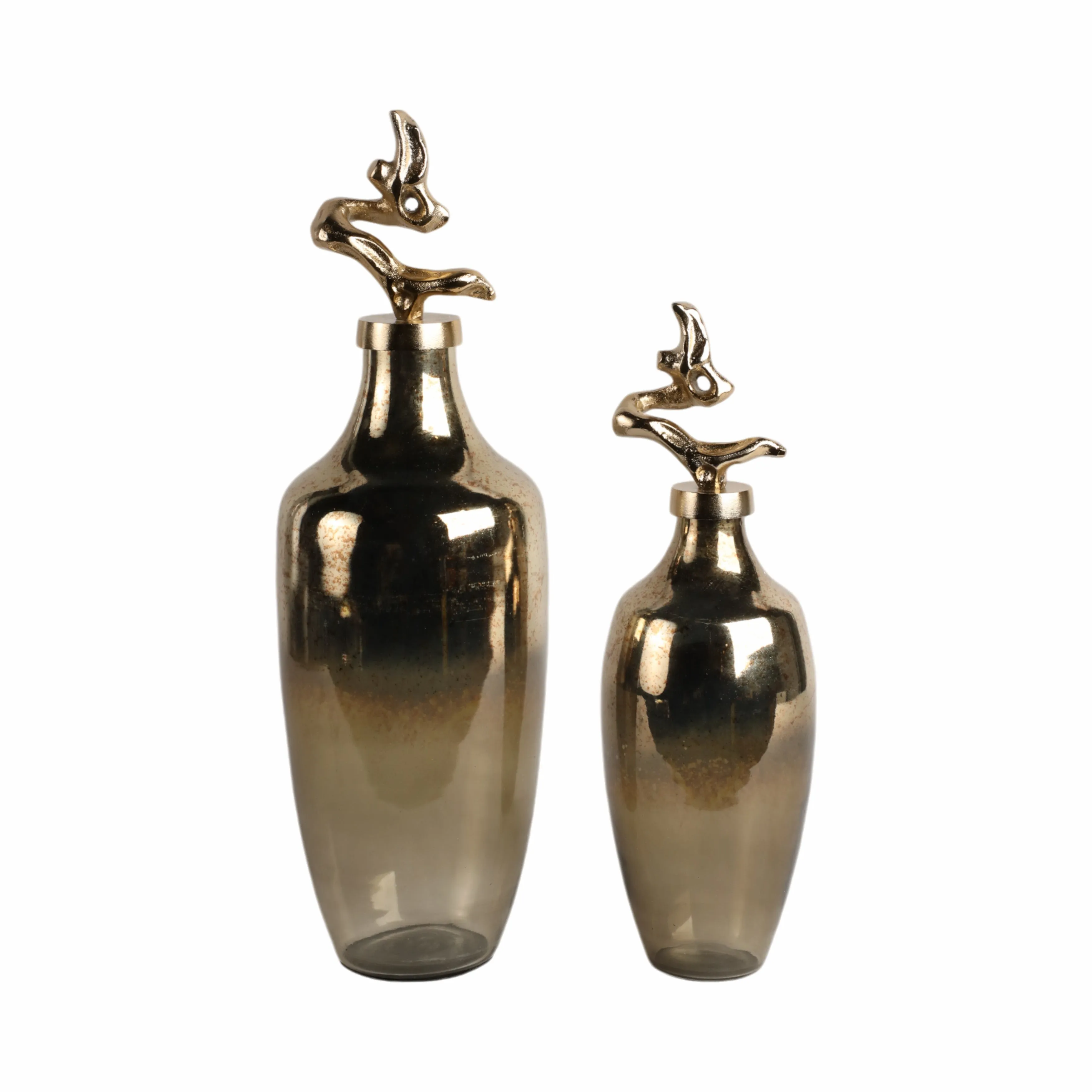 20" Lusaka Lg Glass Bottle, Gold