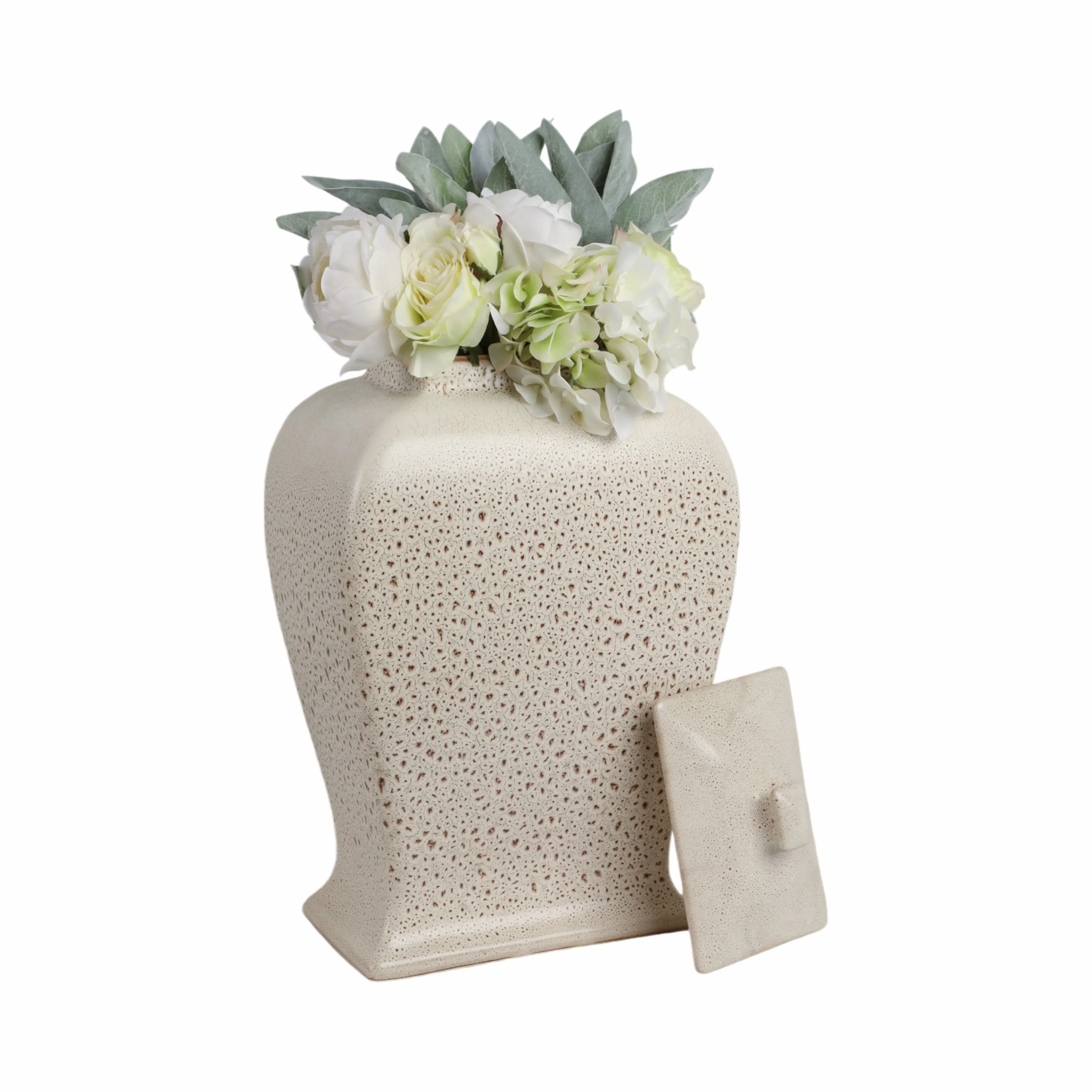 20" Townsend Large Lidded Jar, Beige