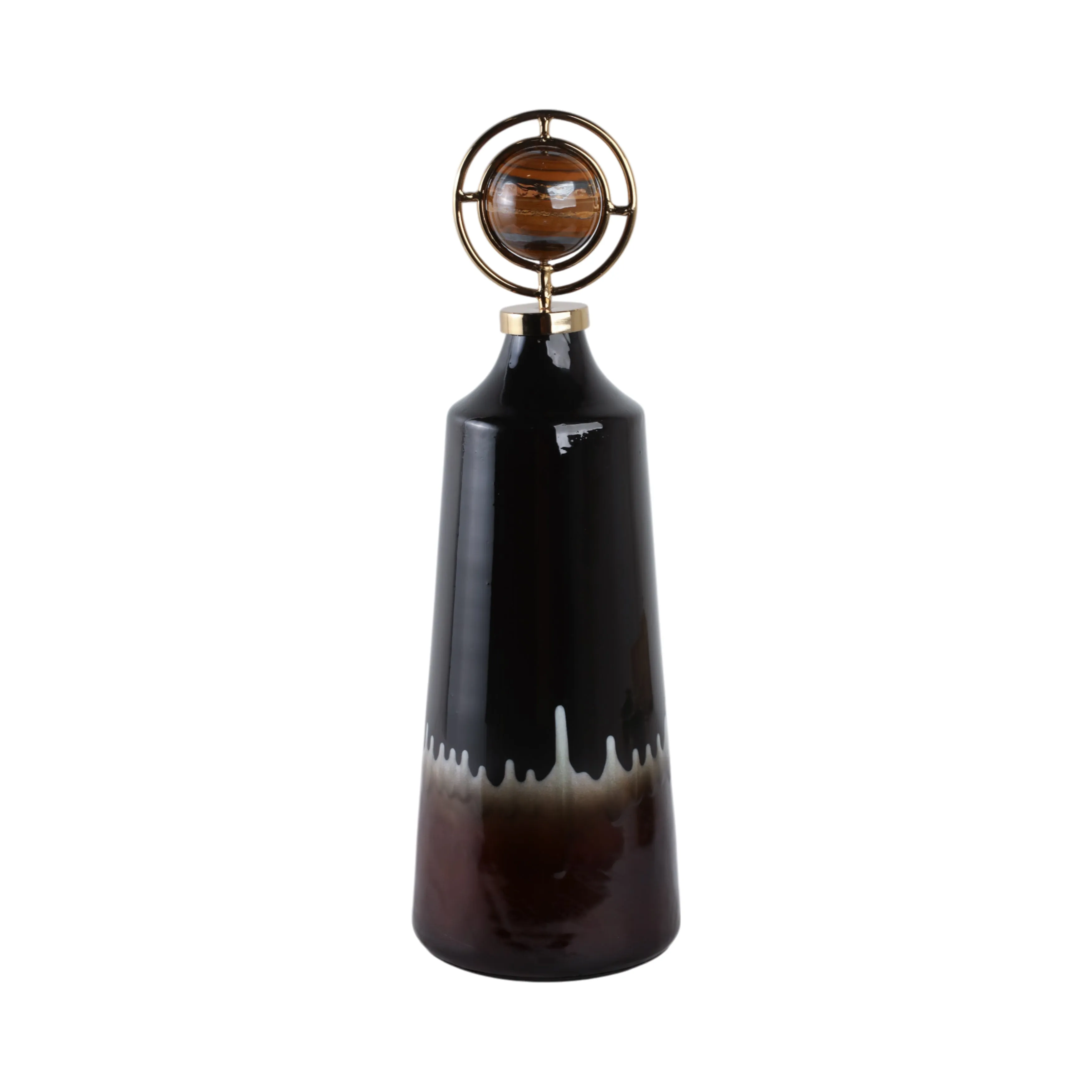 23" Oscar Medium Tiger's Eye Stone And Metal Bottl