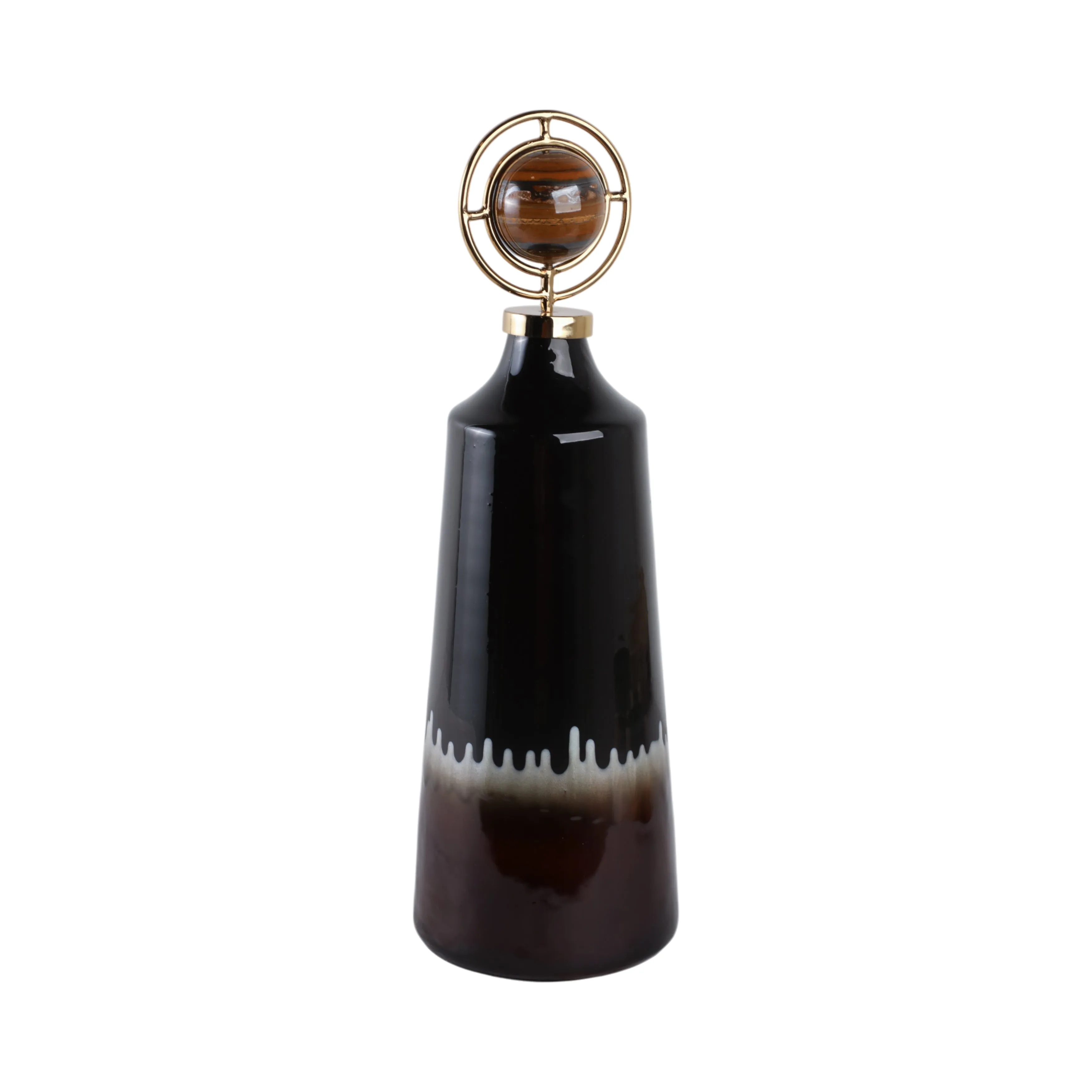 23" Oscar Medium Tiger's Eye Stone And Metal Bottl
