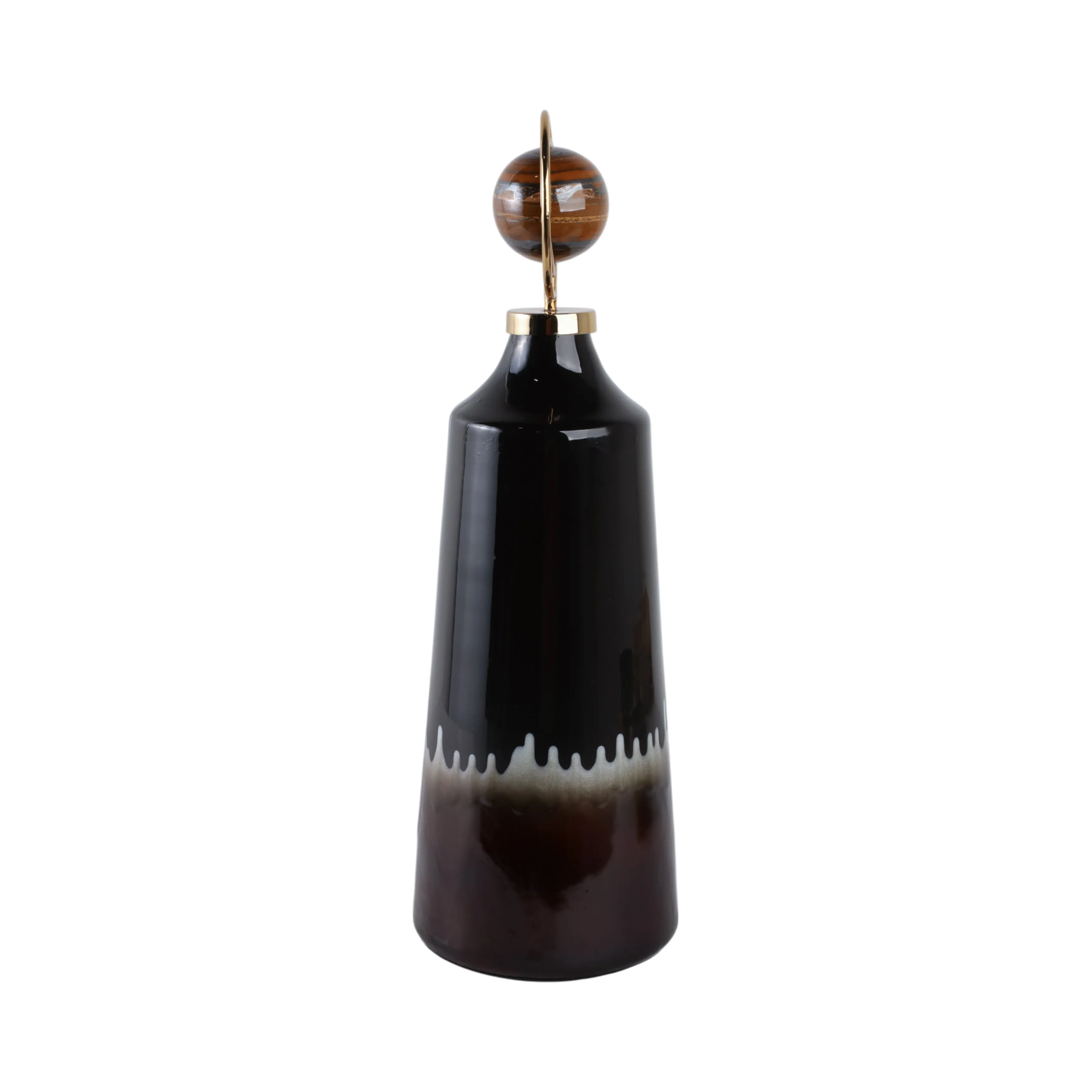 23" Oscar Medium Tiger's Eye Stone And Metal Bottl