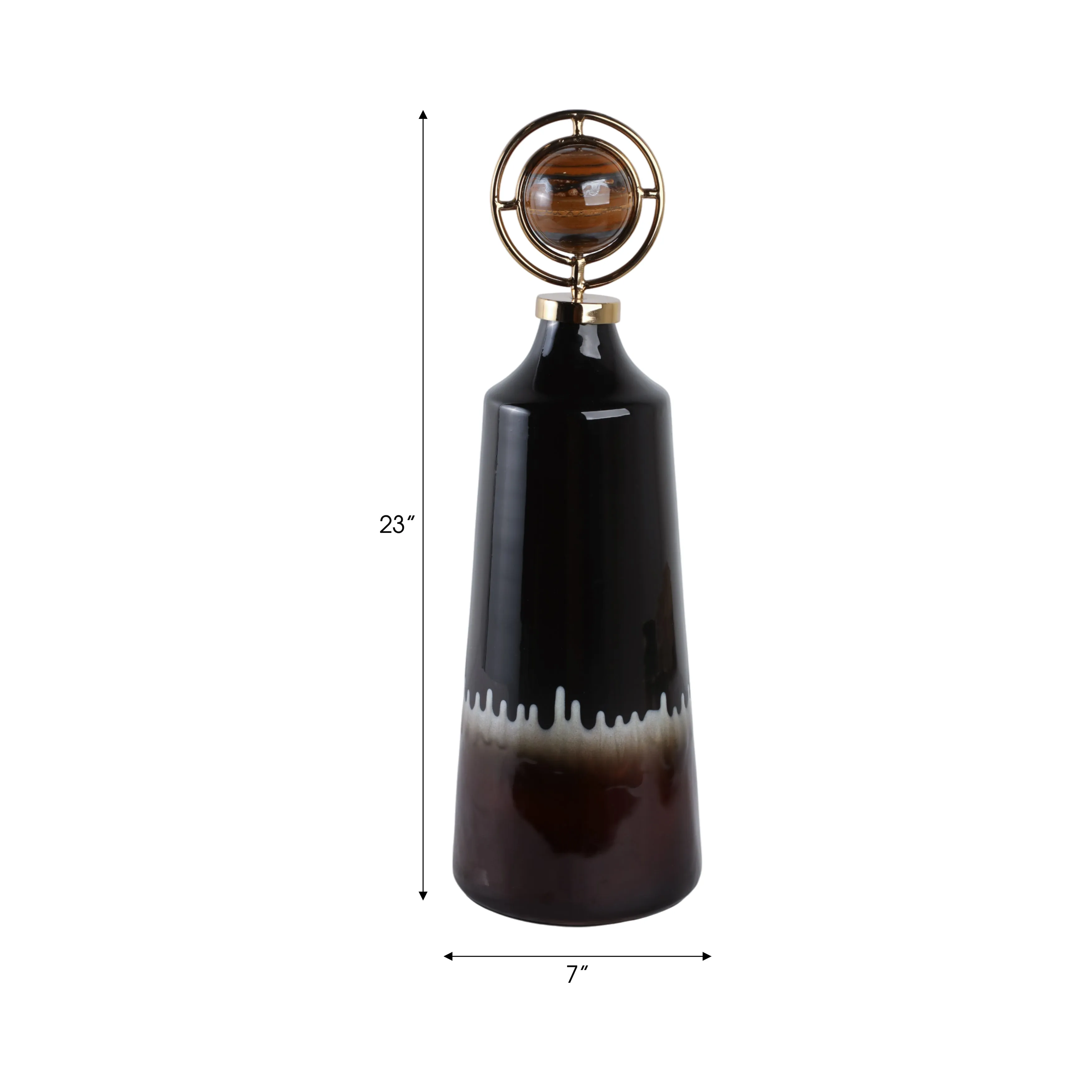 23" Oscar Medium Tiger's Eye Stone And Metal Bottl