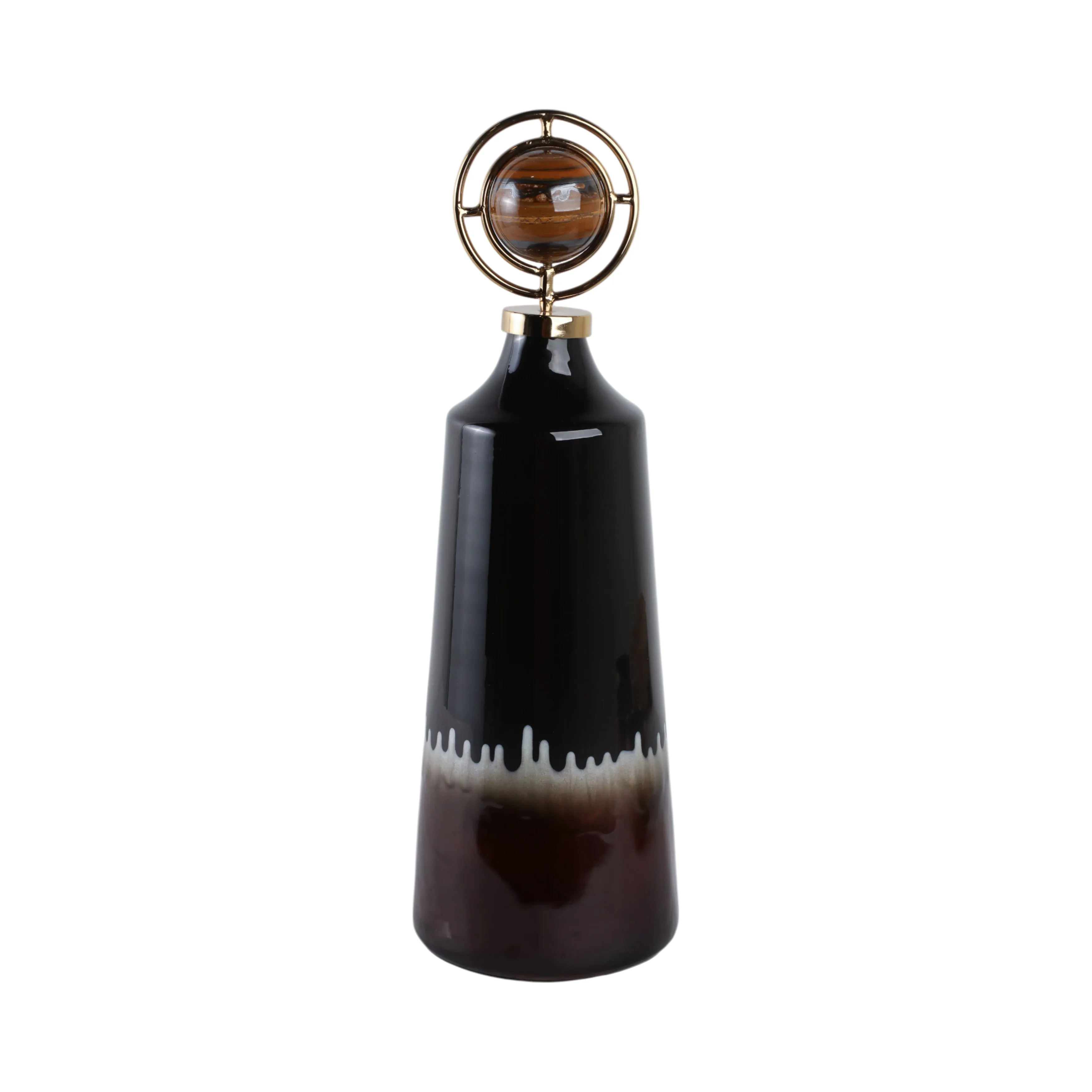 23" Oscar Medium Tiger's Eye Stone And Metal Bottl