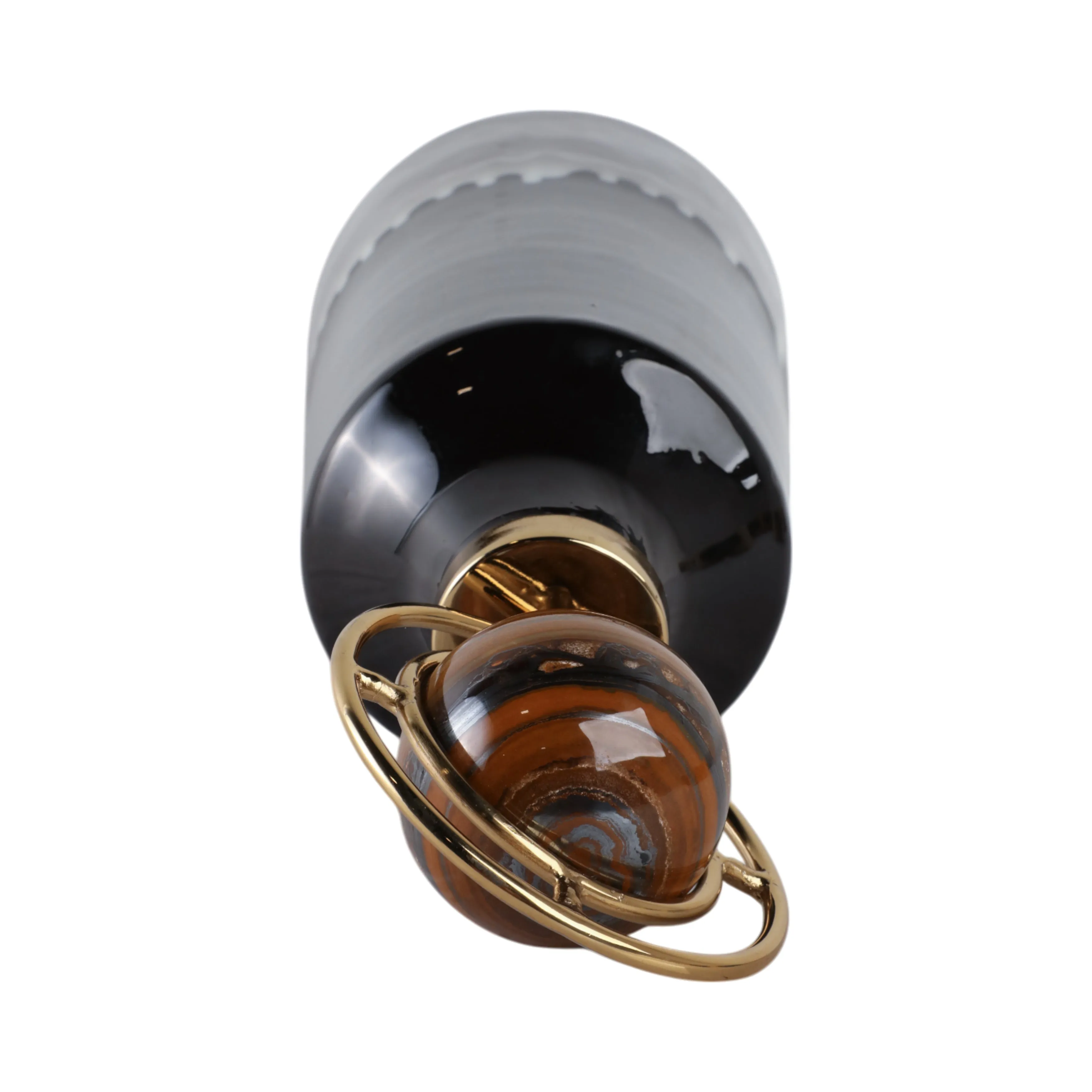23" Oscar Medium Tiger's Eye Stone And Metal Bottl