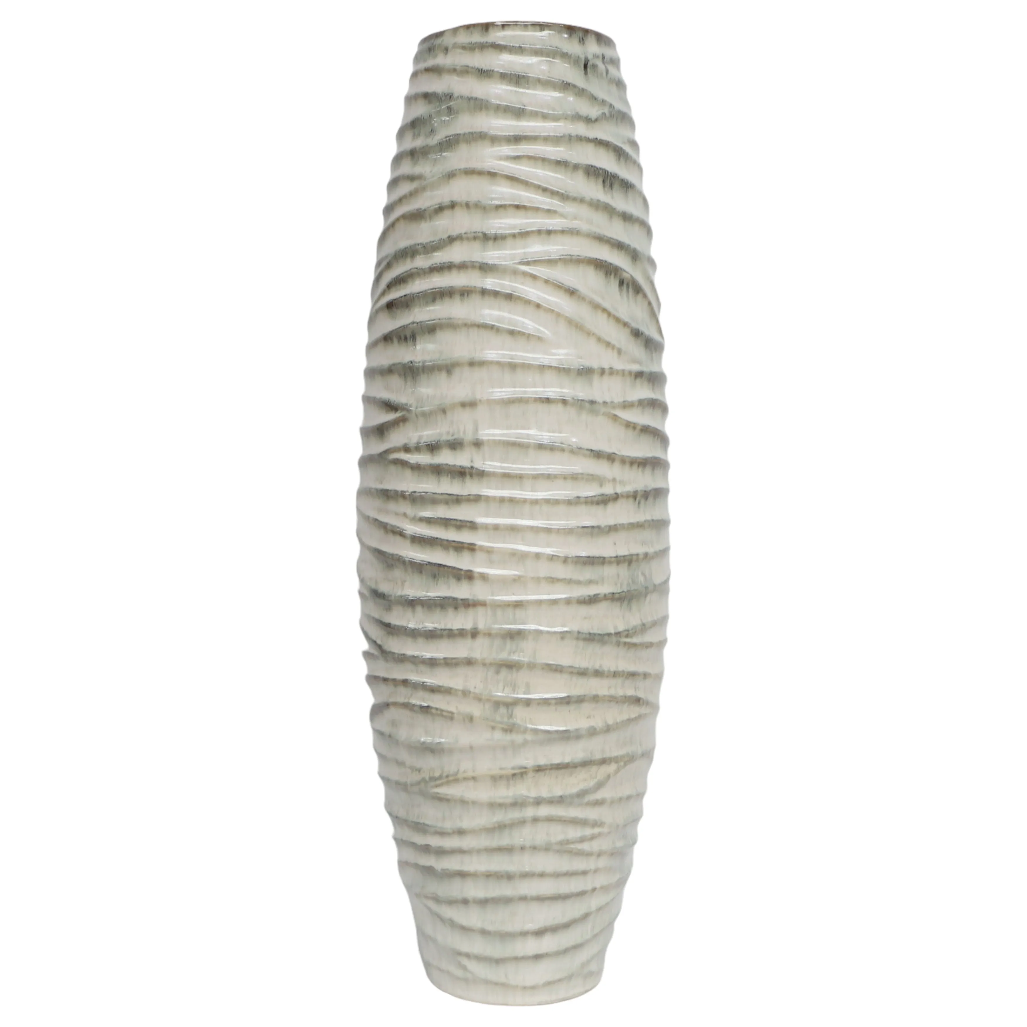 30" Decorah Large Cer Ribbed  Vase