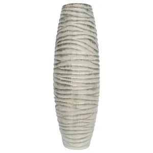 30" Decorah Large Cer Ribbed  Vase