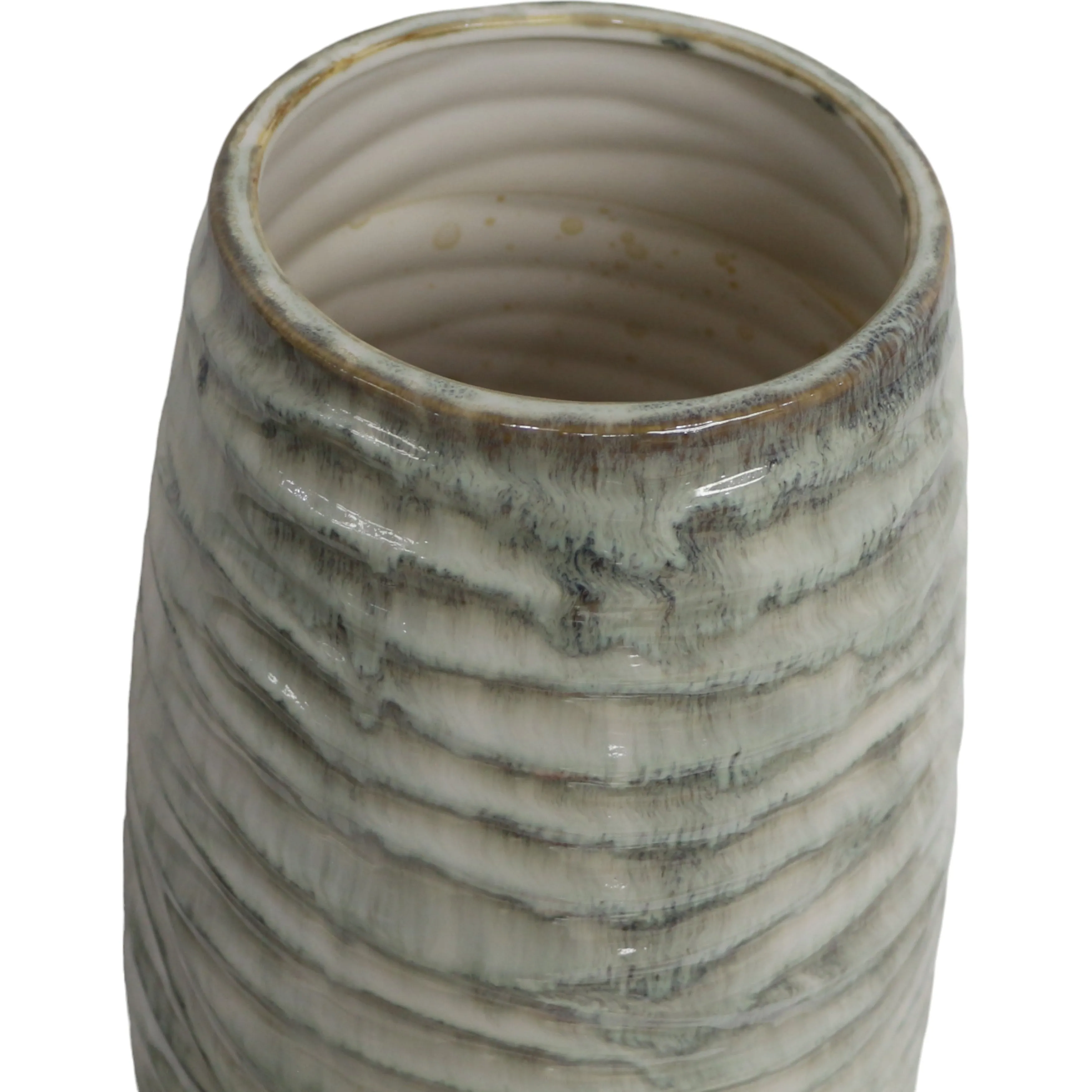 30" Decorah Large Cer Ribbed  Vase