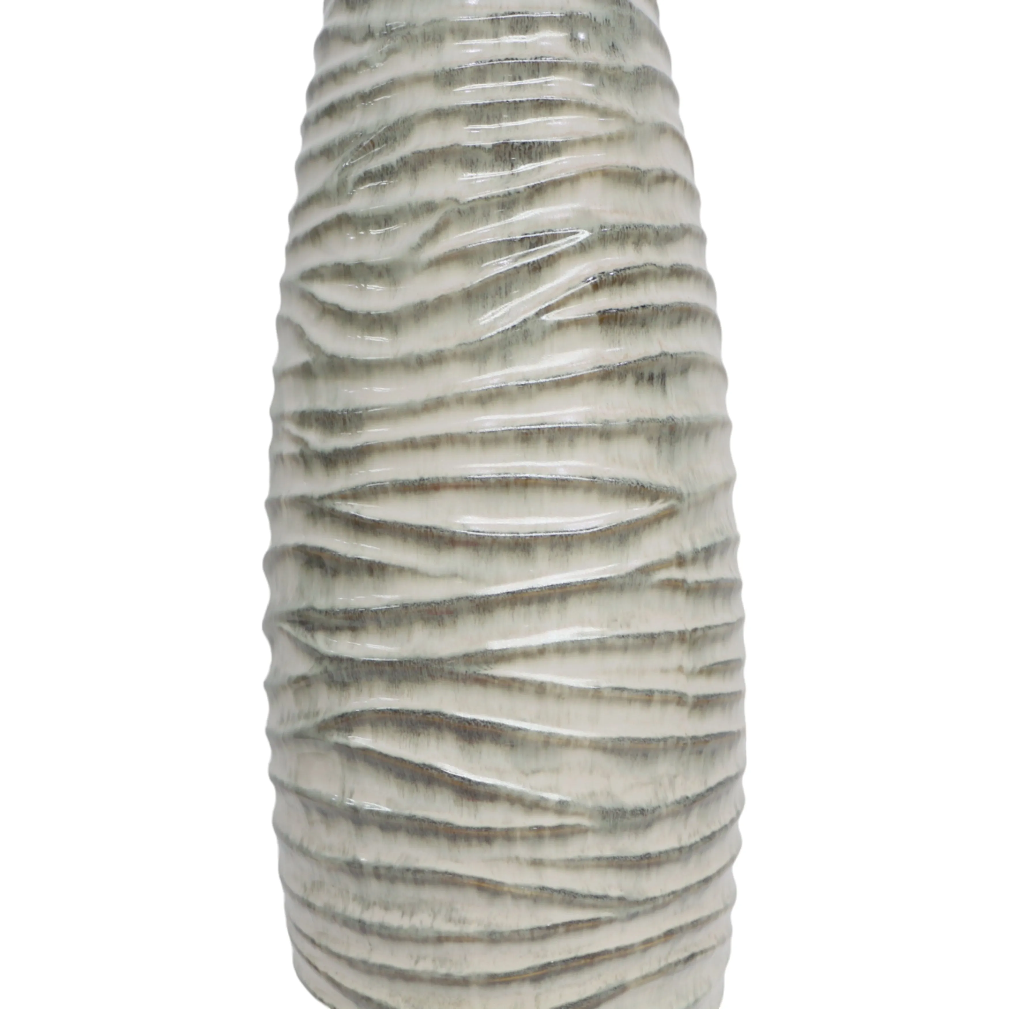 30" Decorah Large Cer Ribbed  Vase