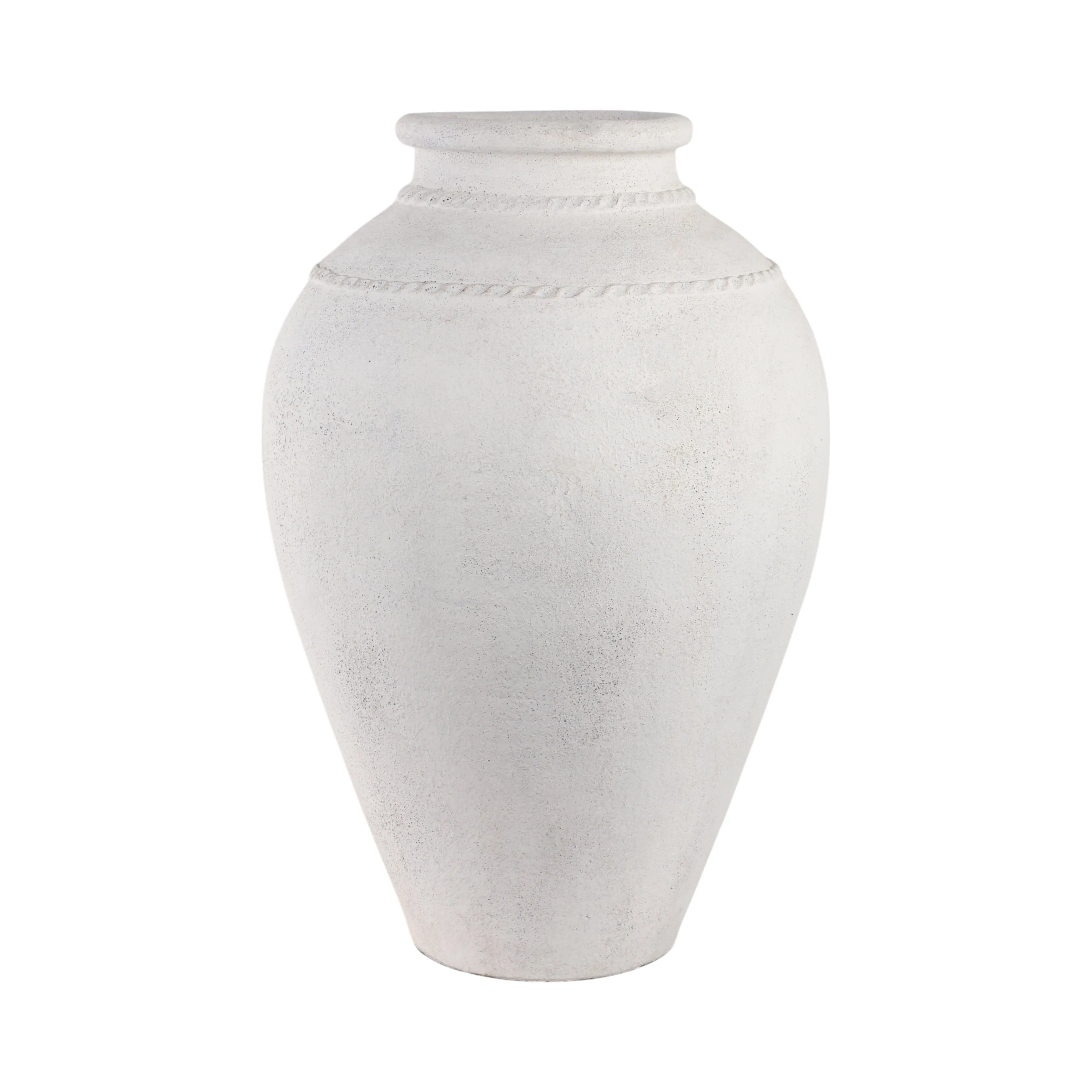 30" Terracotta Floor Vase, Ivory