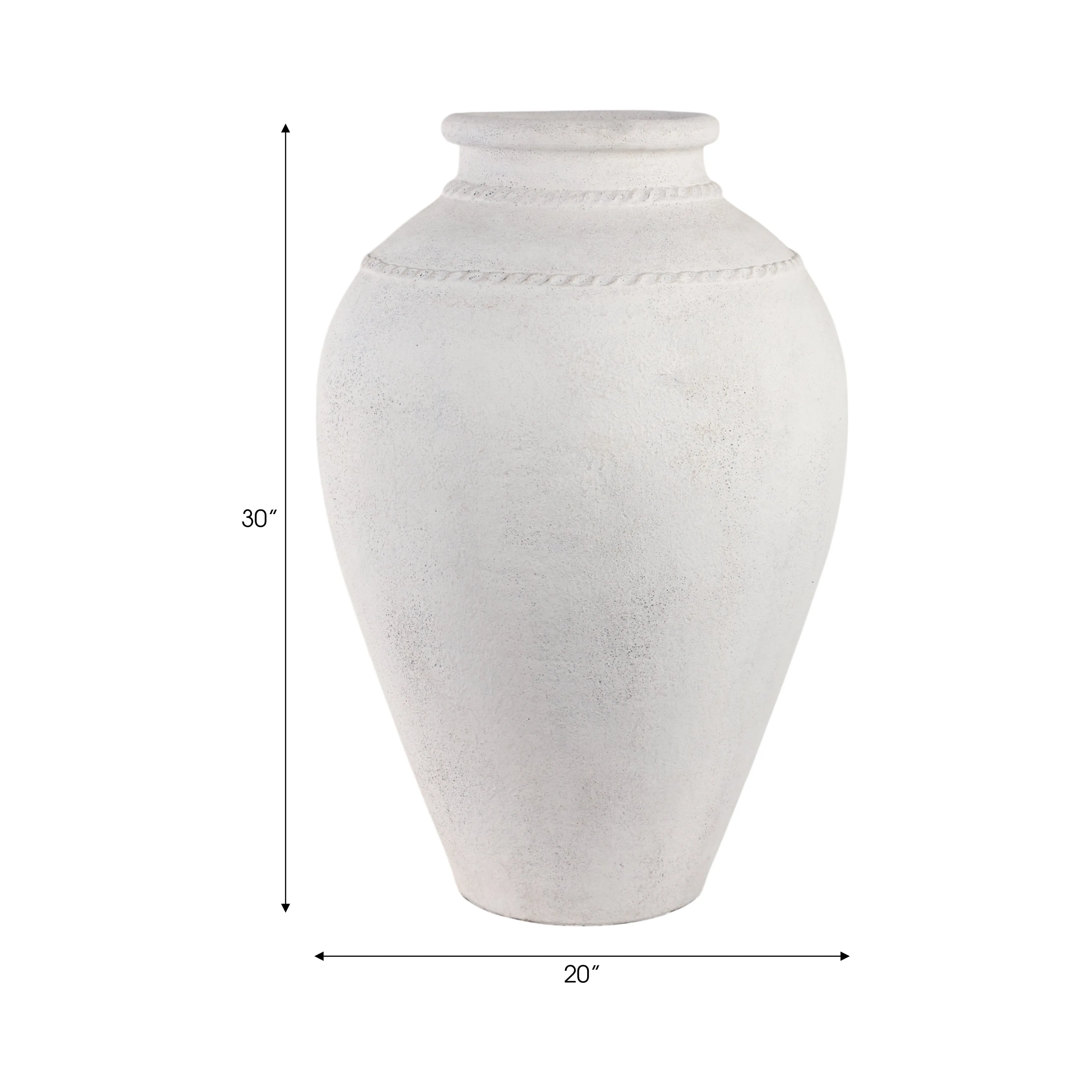 30" Terracotta Floor Vase, Ivory