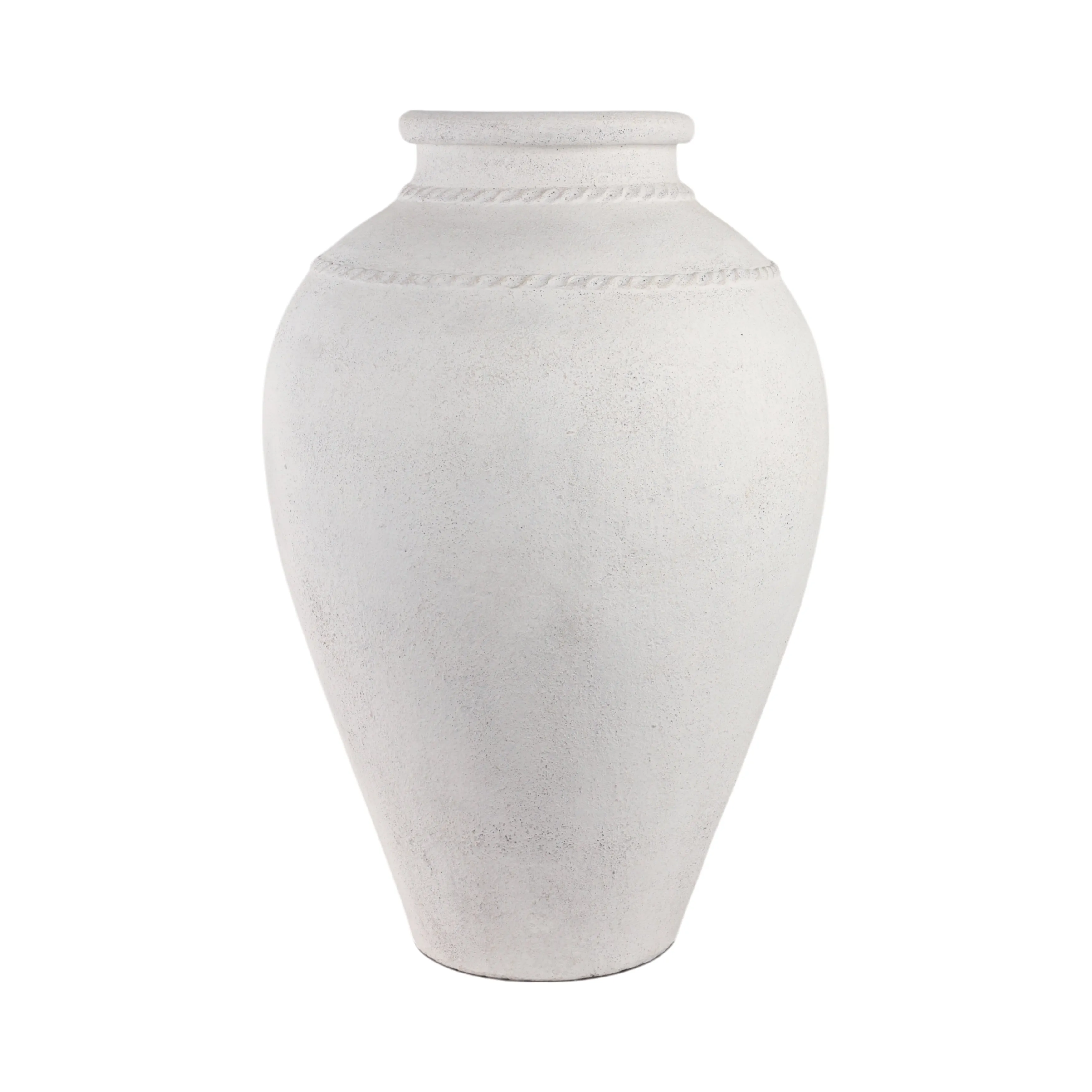 30" Terracotta Floor Vase, Ivory